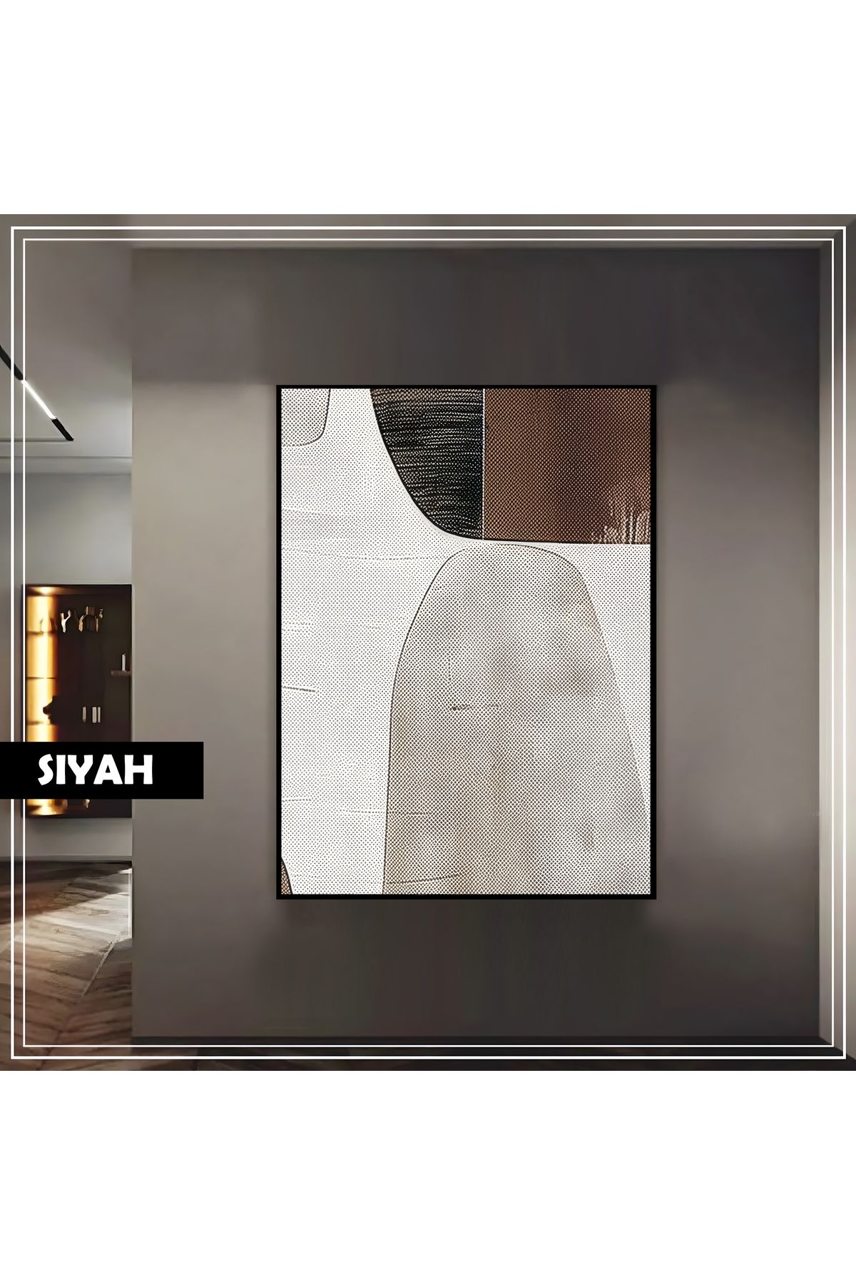 Harikabirev HARİKABİREV|KAHVE RENK SOYUT MODERN MODEL |ÇERÇEVELİ TEMPERLİ CAM TABLO TEKLİ DİKEY