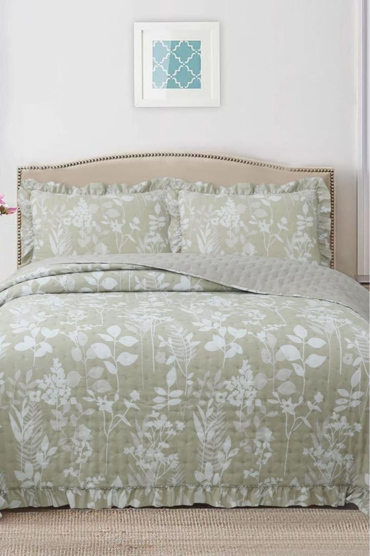 Çeyiz Diyarı Breeze Sade Çiçekler Çift Kişilik Yatak Örtüsü 240x260