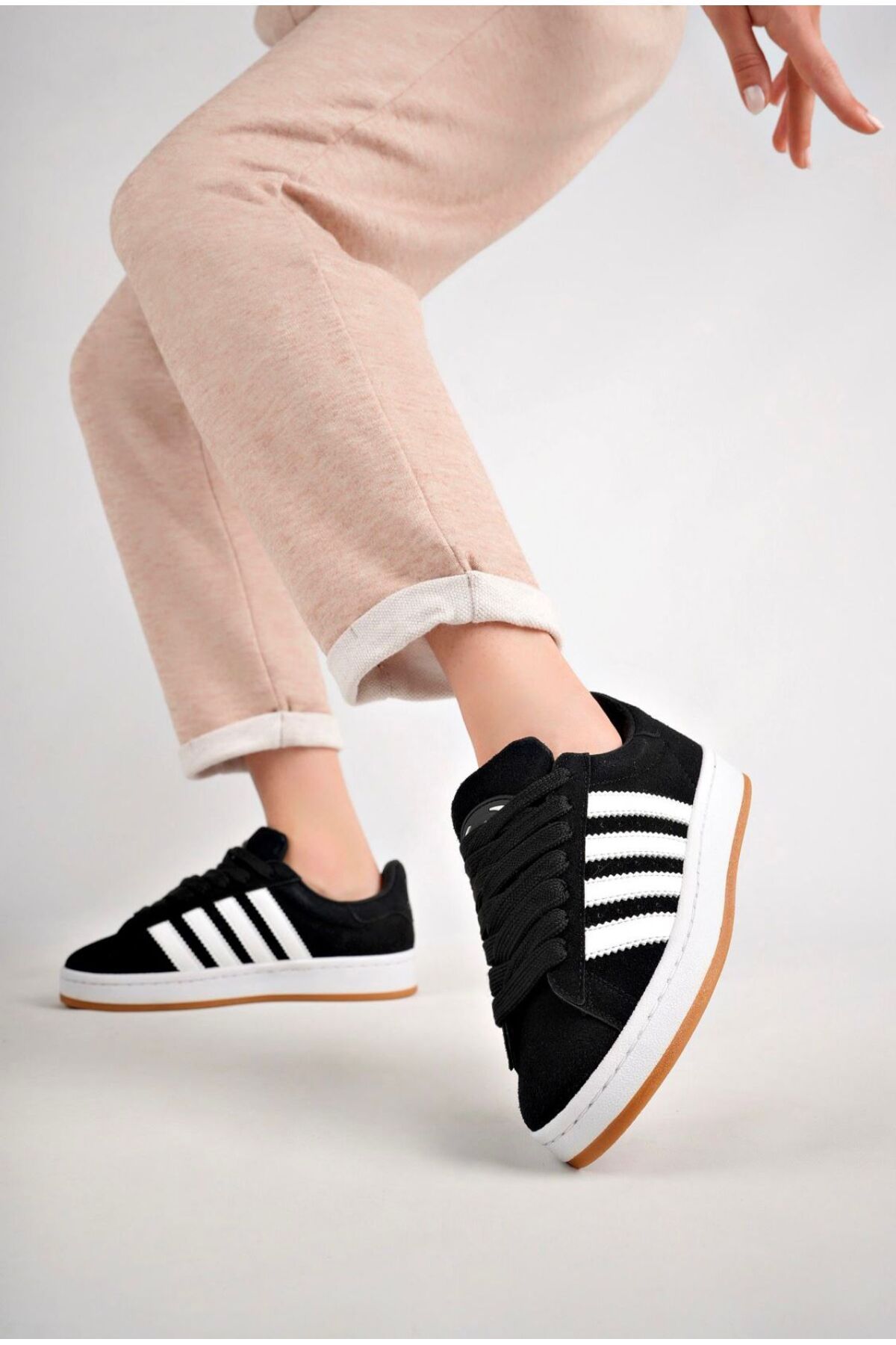 DERWARDEIN Siyah Beyaz Unisex Spor Ayakkabı | Günlük Rahat Kalın Taban Sneaker
