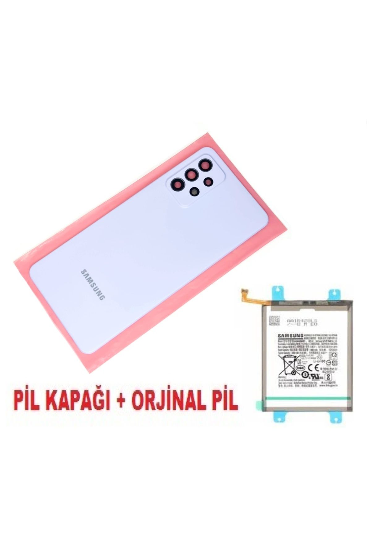 indirimplus Samsung Galaxy A72 A725 Arka Pil Batarya Kapağı + PİL (Kamera Lensli) MAVİ
