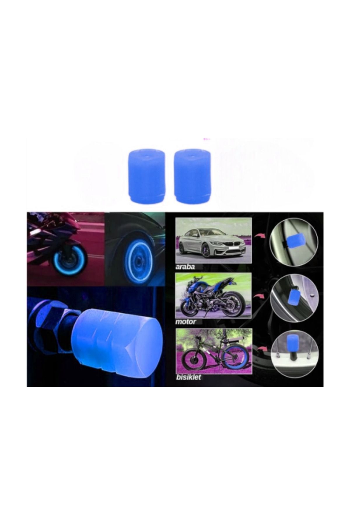 Motolider Sibop Kapağı 2'li Fosforlu Mavi