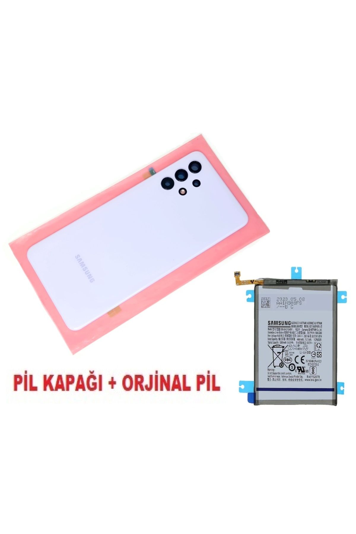 indirimplus Samsung Galaxy A32 A325 Arka Pil Batarya Kapağı + PİL (FULL Kamera Lensli) MAVİ