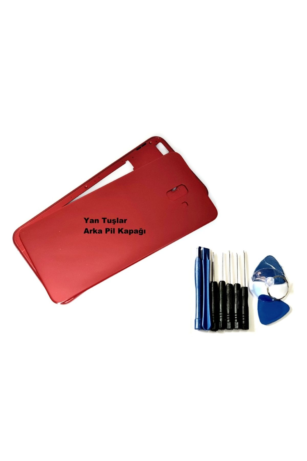 indirimplus Samsung Galaxy J6 Plus FULL Kasa Arka Pil Batarya Kapağı (TAMİR SETİ) KIRMIZI