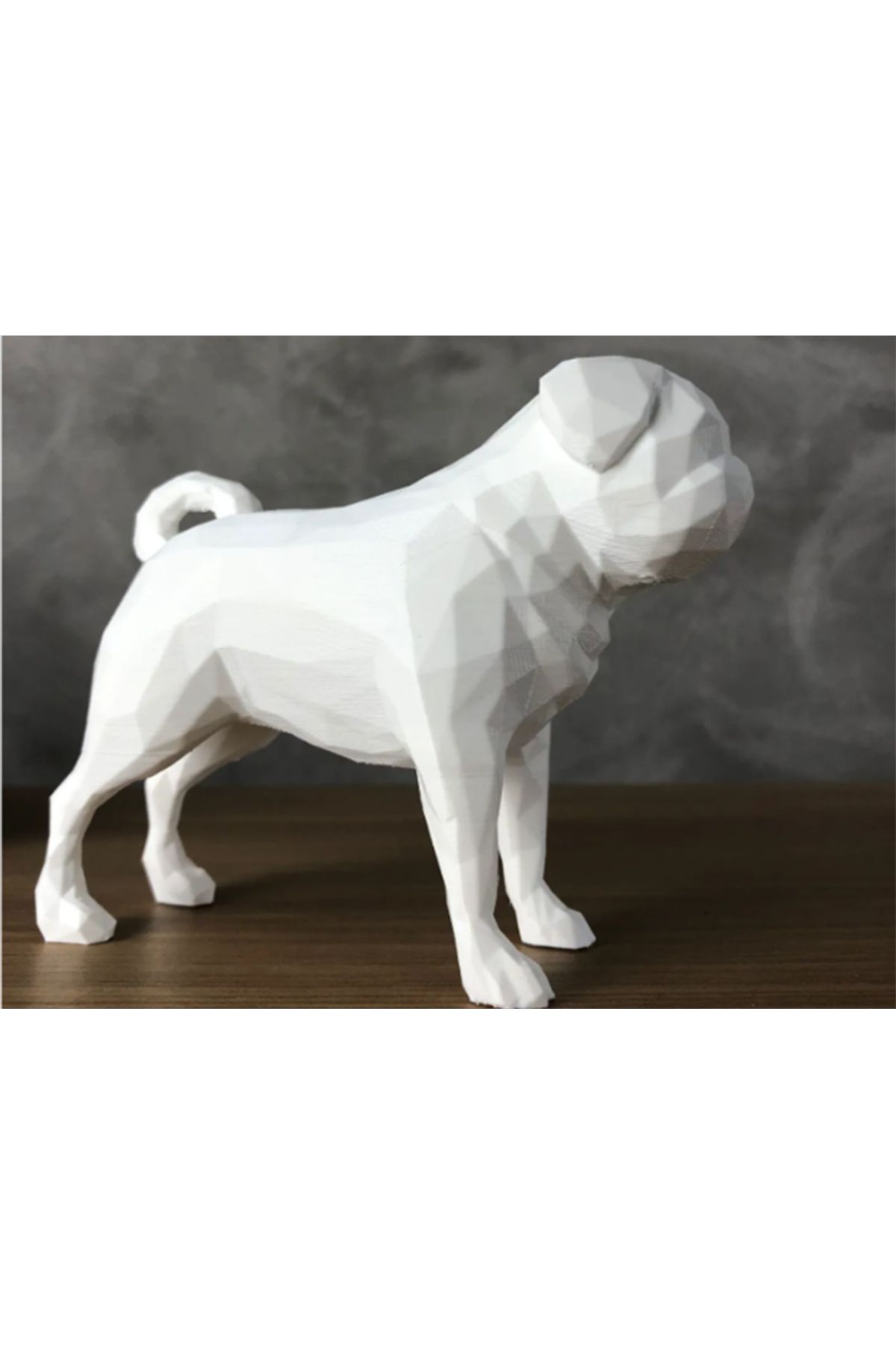 Matris Pug Heykel Biblo Dekoratif Obje 12 Cm 3D BASKI PLASTİK BEYAZ