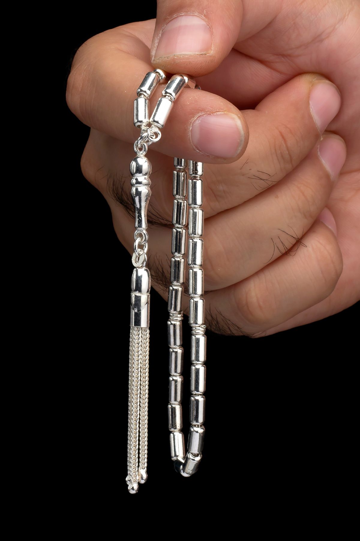 EHİNOS Sertifikalı Gümüş Tespih 4x7.5mm 15Gr Kapsül Kesim