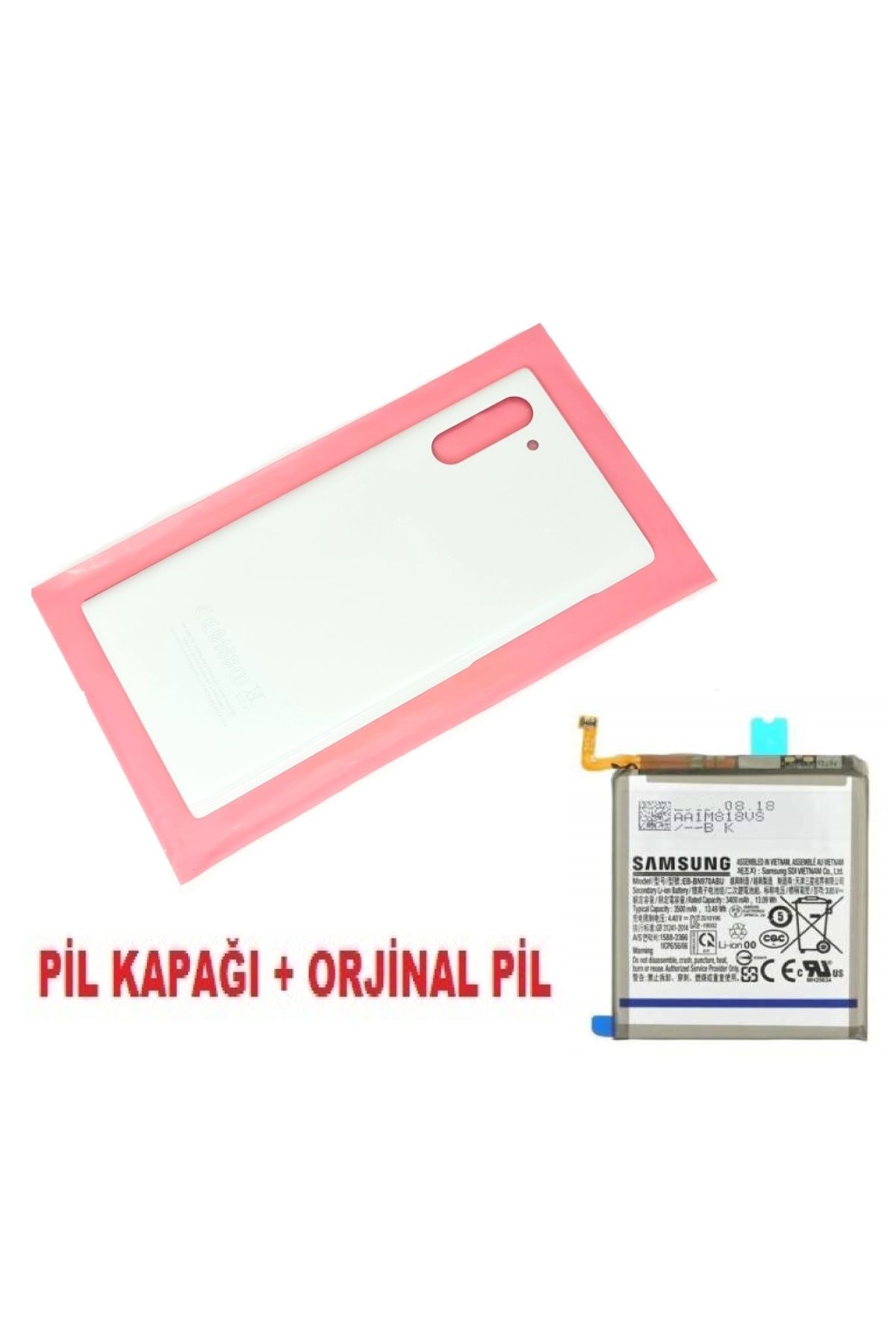 indirimplus Samsung Galaxy Note 10 Arka Pil Batarya Kapağı + PİL (CAM) BEYAZ