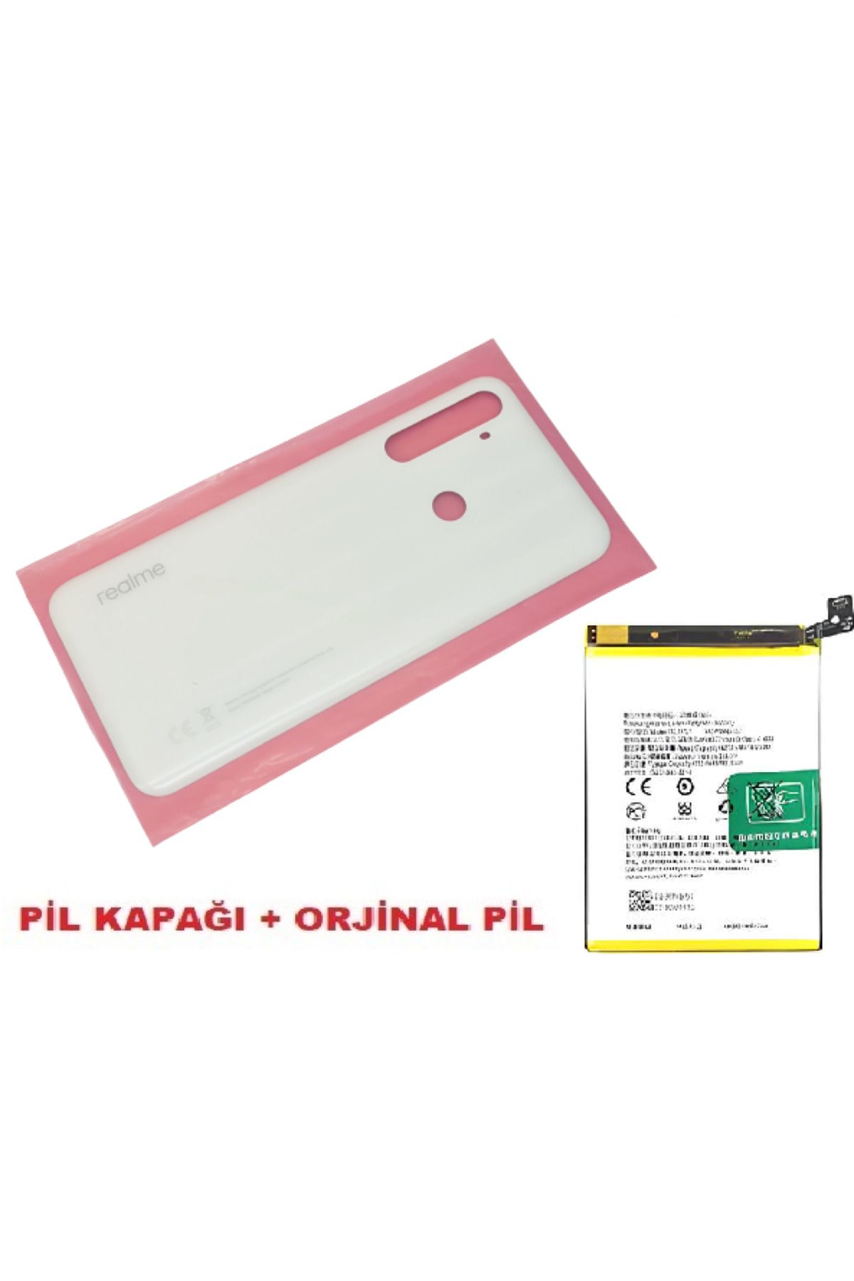 indirimplus Oppo Realme 6İ Arka Pil Batarya Kapağı + PİL (CAM) BEYAZ
