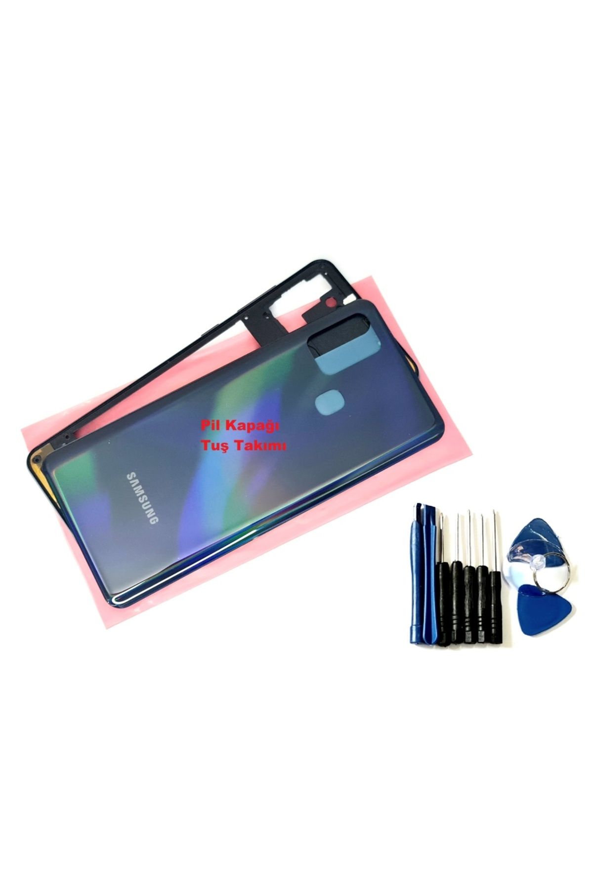 indirimplus Samsung Galaxy A21S FULL Kasa Arka Pil Batarya Kapağı (TAMİR SETİ) SİYAH