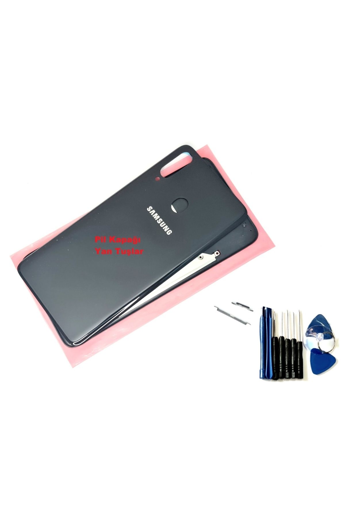 indirimplus Samsung Galaxy A20S FULL Kasa Arka Pil Batarya Kapağı (TAMİR SETİ) SİYAH
