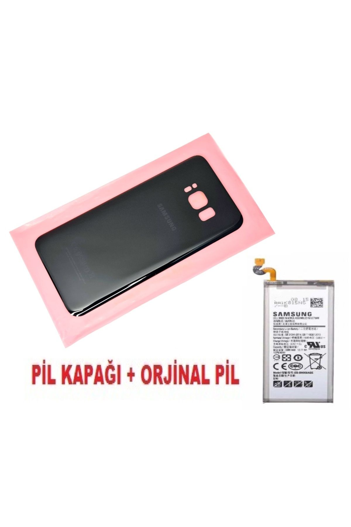 indirimplus Samsung Galaxy S8 Arka Pil Batarya Kapağı + PİL (CAM) SİYAH