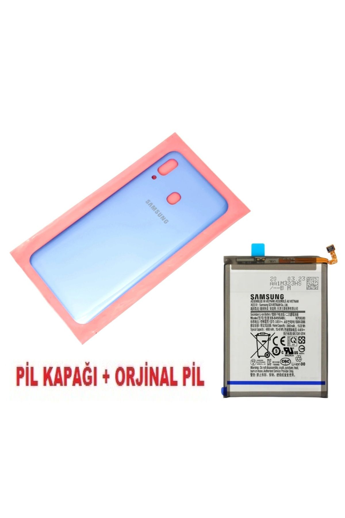 indirimplus Samsung Galaxy A30 A 305 Arka Pil Batarya Kapağı + PİL MAVİ