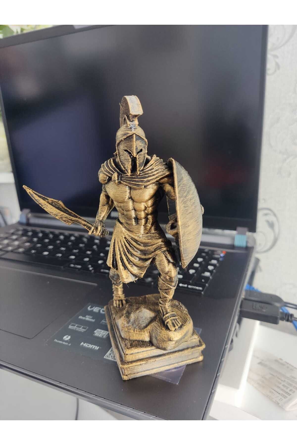 SS Craft Spartalı Figürü - Dekoratif Altın Desenli Savaşcı Spartalı Figürü