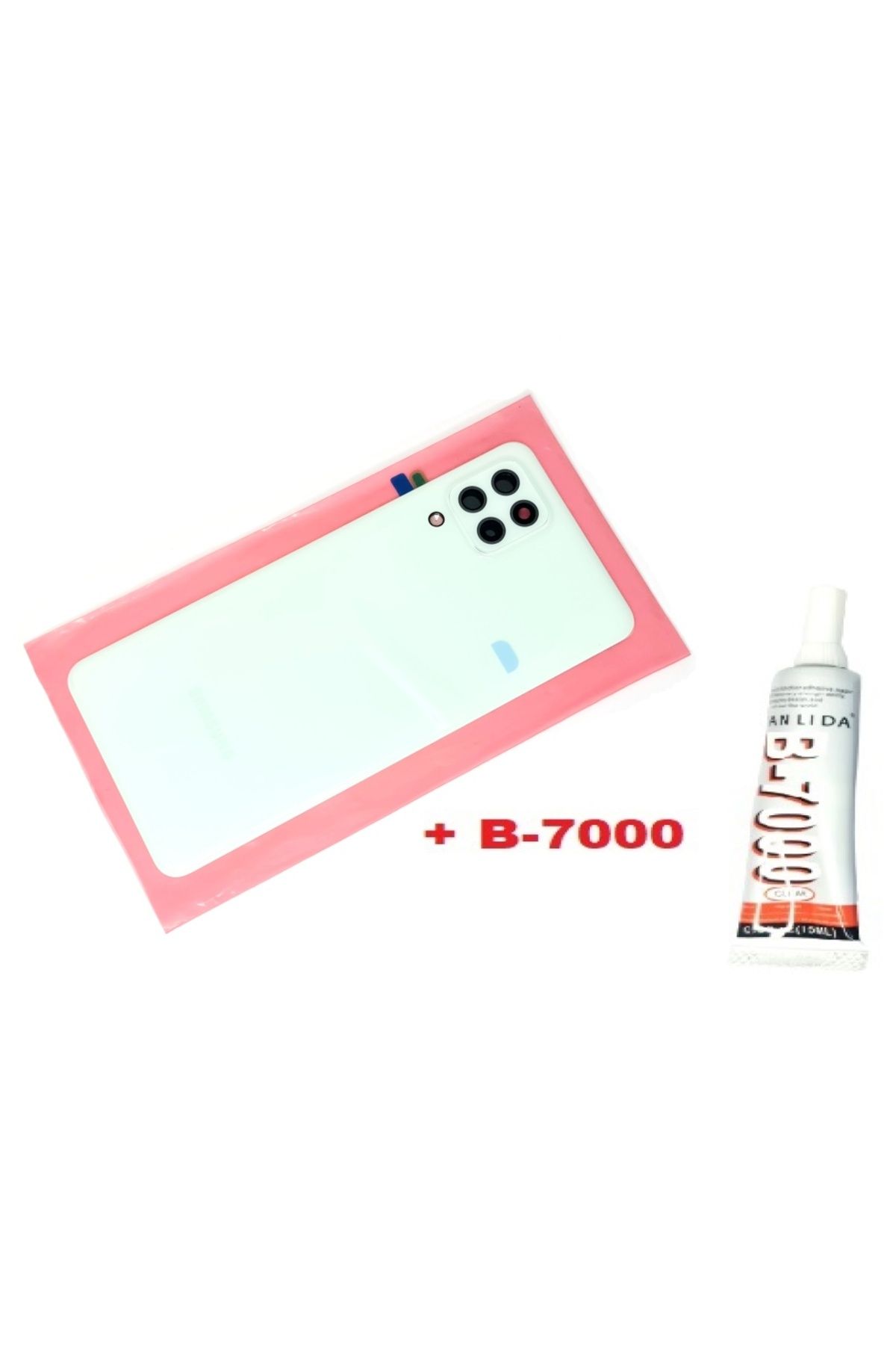 indirimplus Samsung Galaxy A22 4G Arka Pil Batarya Kapağı (FULL Kamera Lensli+B 7000) MAVİ