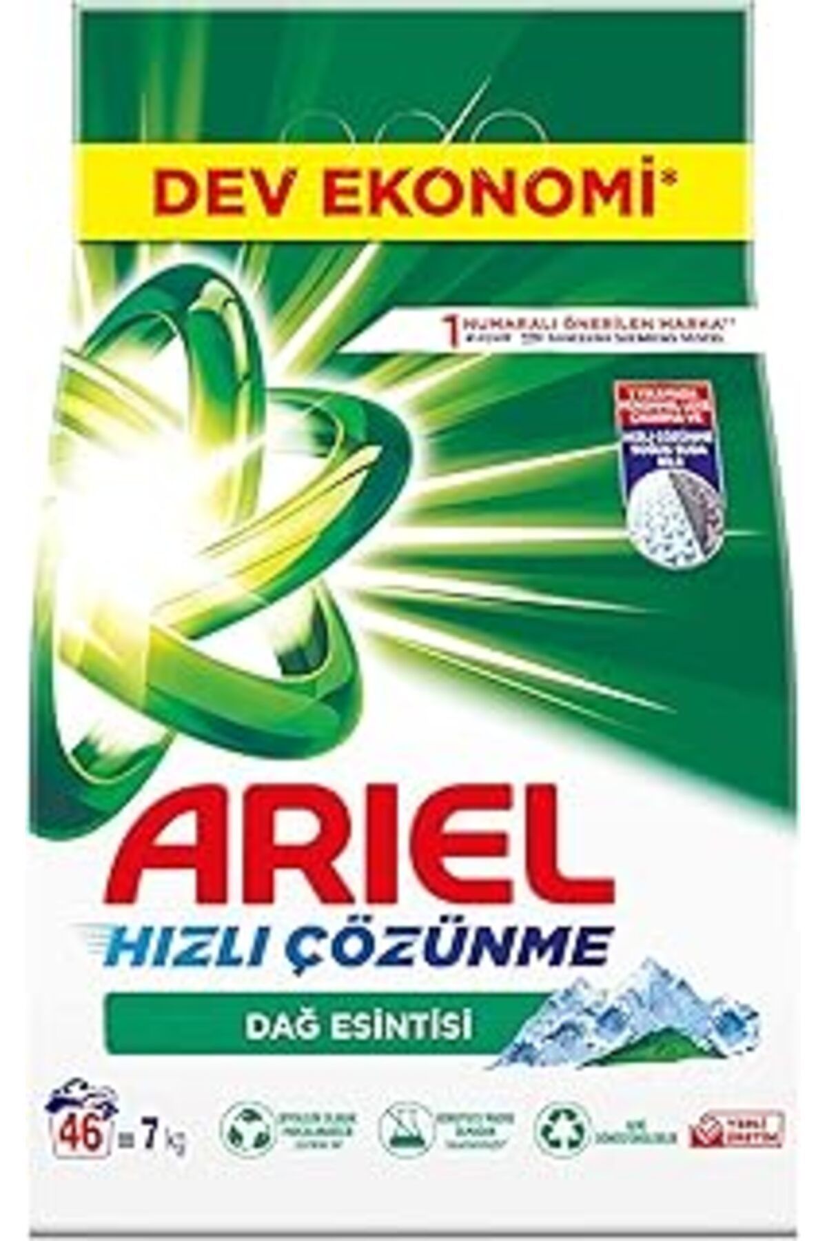 Pazarcan Ariel Dağ Esintisi 7 Kg Hızlı Çözünme Toz Çamaşır Deterjanı