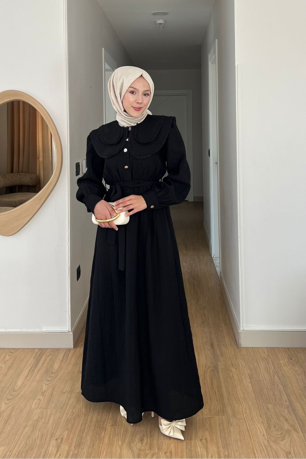 Büşra Fashion Bebe Yaka Tesettür Elbise
