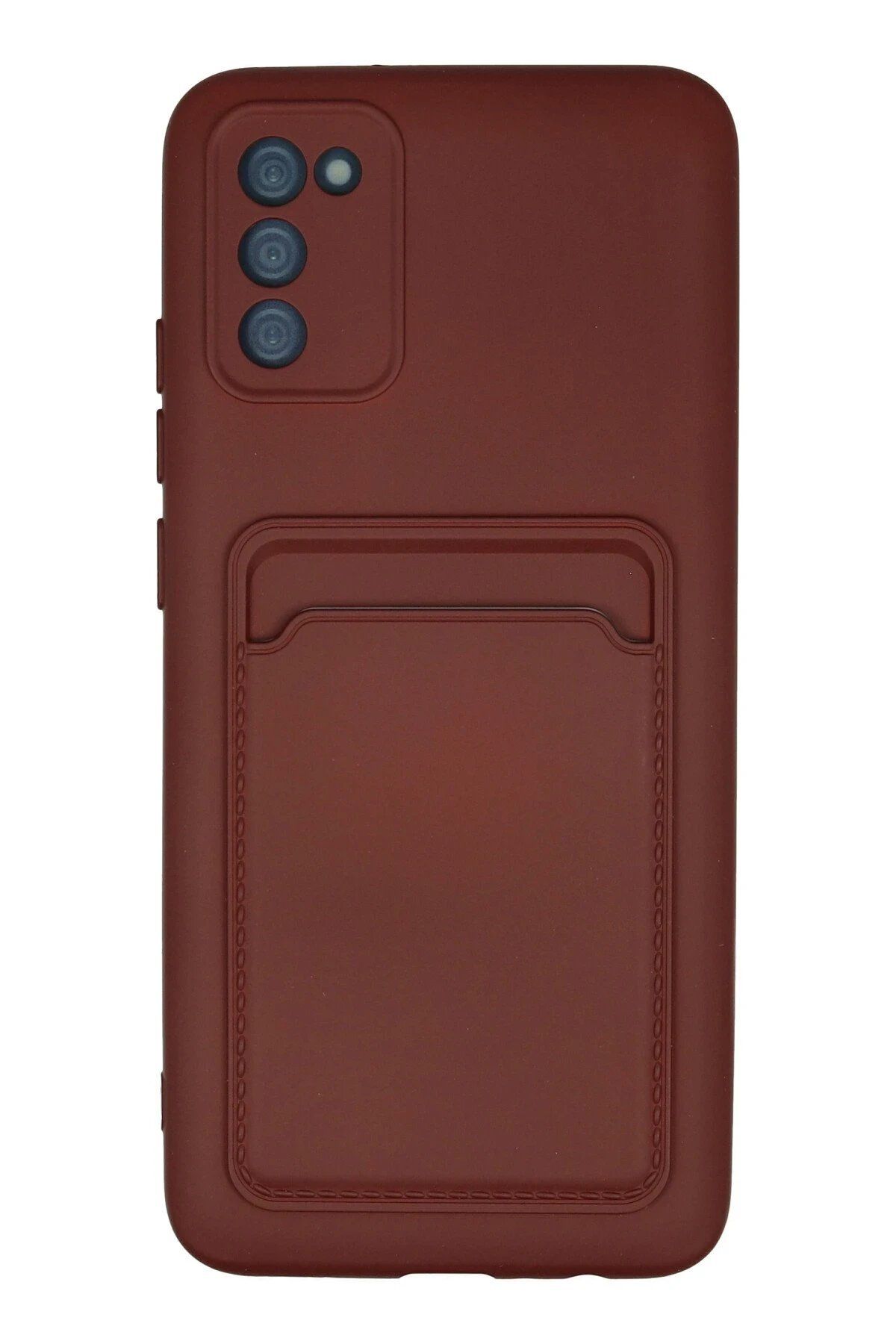 Toptan Bulurum Samsung Galaxy A02S Kılıf Kelvin Kartvizitli Silikon - Bordo