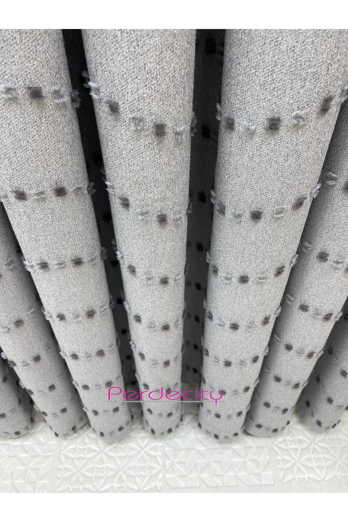 PERDECITY-Bohemian Style Pom-Pom Aleppo Gray Backdrop Curtain [Single Wing] Ironing Does Not Ask Suitable for Any Room 7