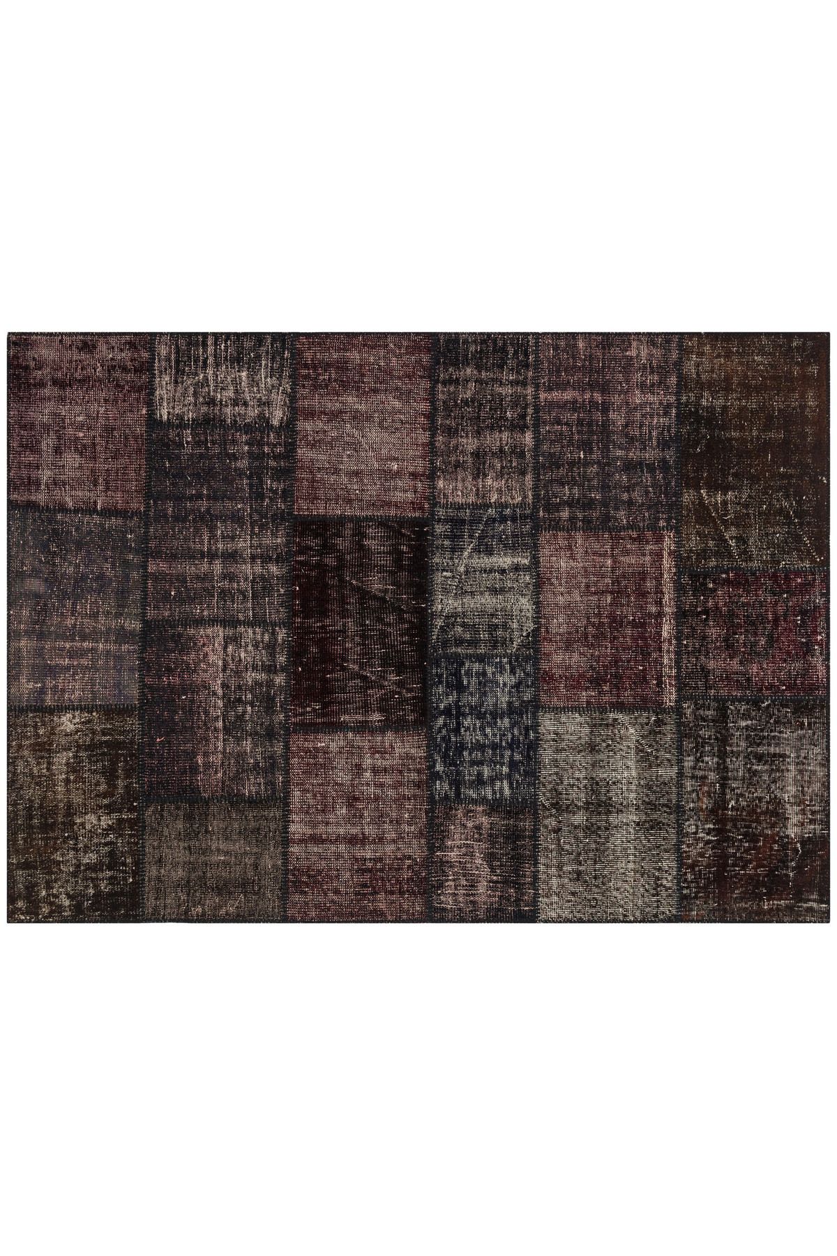 efestrend Kahverengi Doğal Dokuma Patchwork Halı