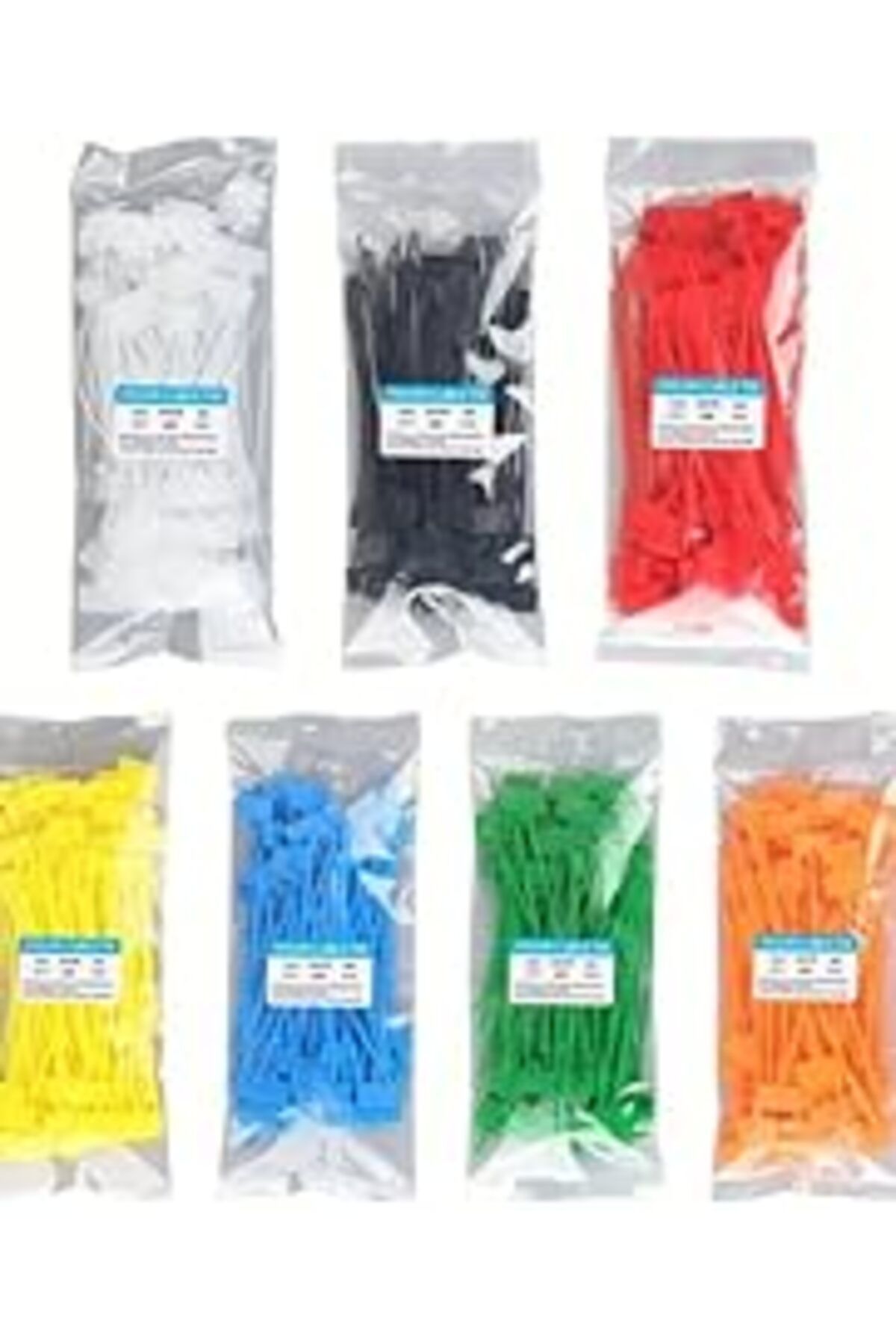 Qedii Usin 700 Adet 7 Renk Etiketli Elektrik Kablosu Kablo Bağı Klips Plastik Cırt Cırt Kelepçe 100X3Mm (