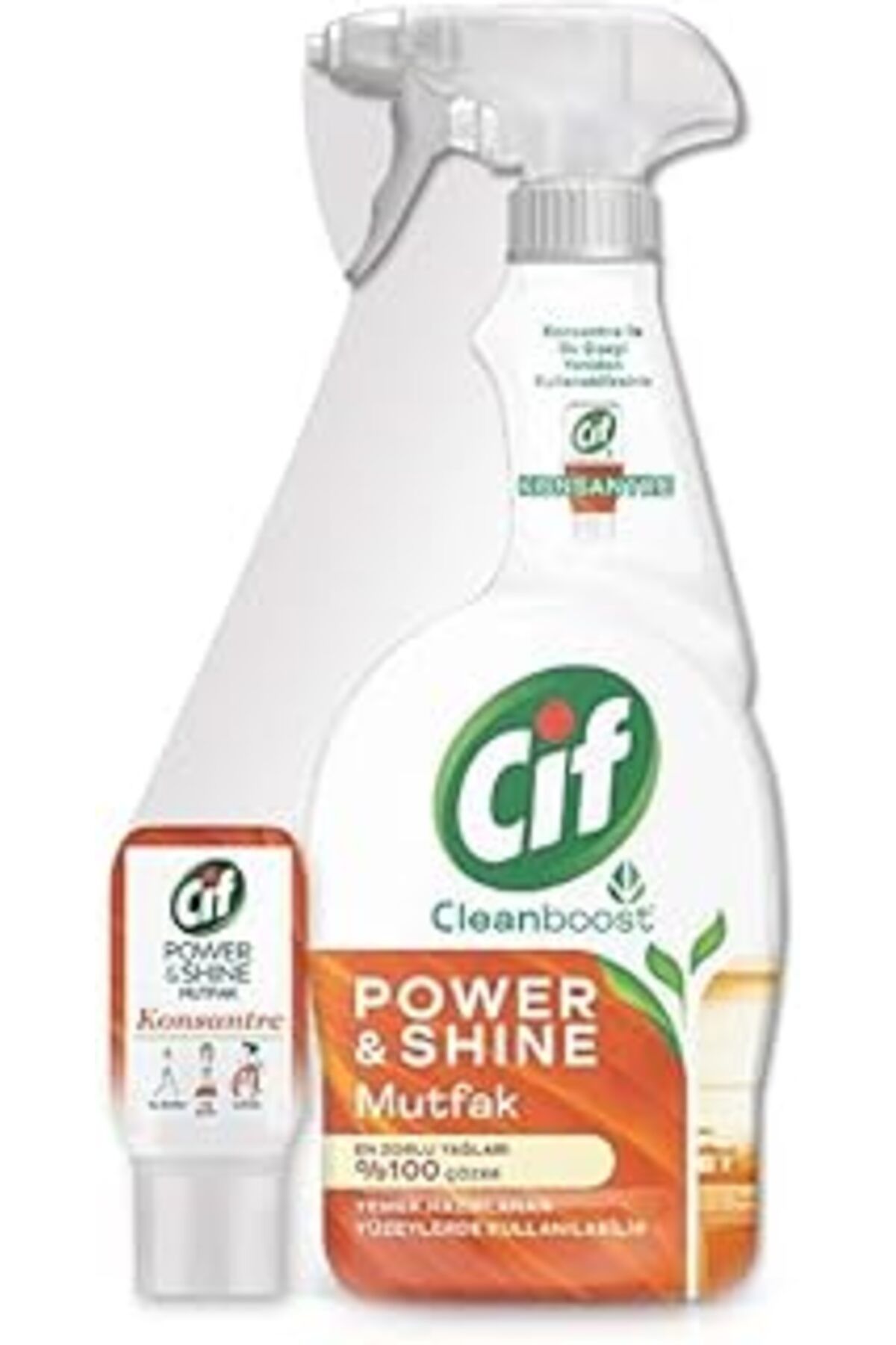 Pazarcan Cif Power & Shine Sprey Mutfak Yağ Çözücü 750 Ml + Cif Power & Shine Konsantre Mutfak 70 Ml