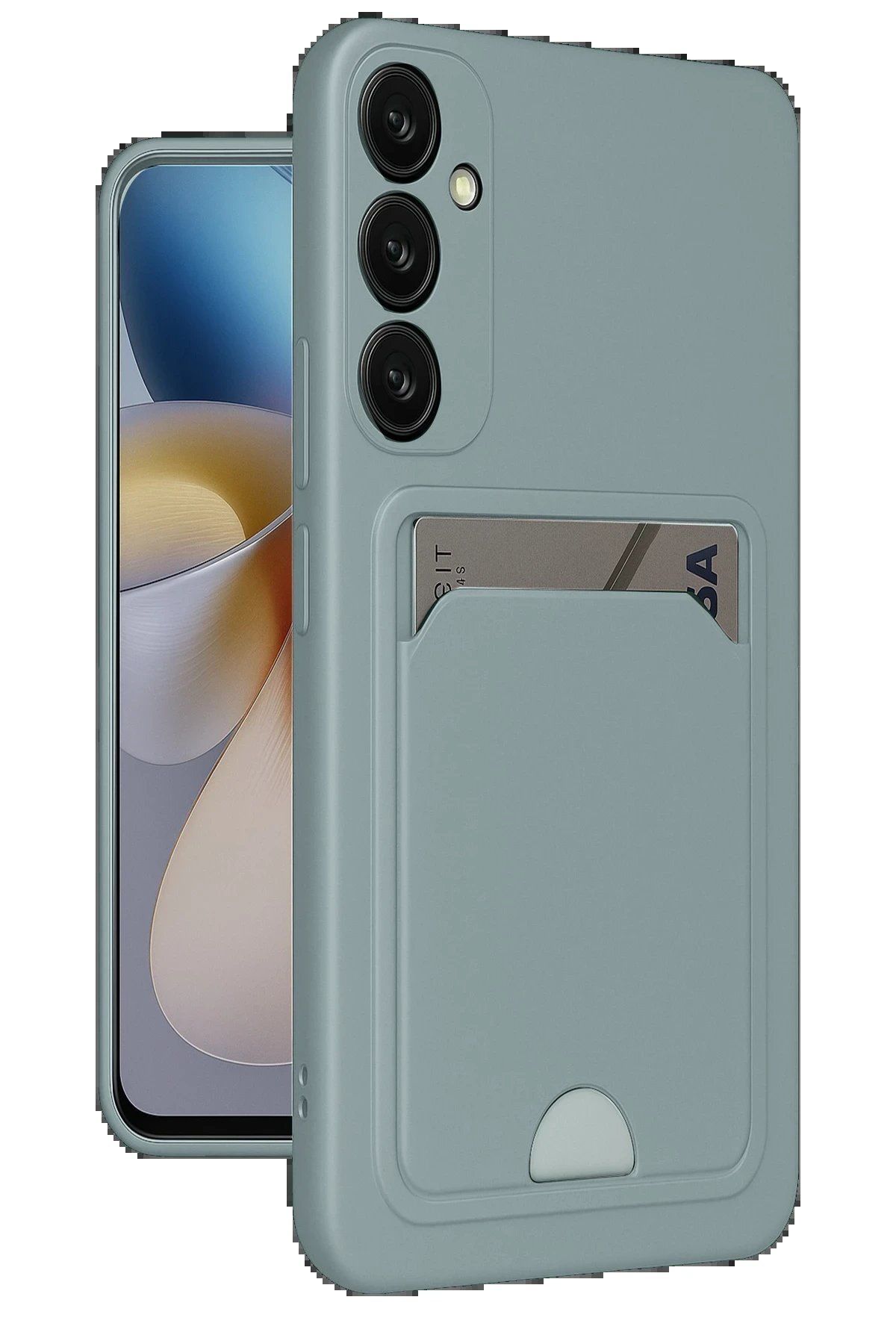 Toptan Bulurum Samsung Galaxy A36 Kılıf Kelvin Kartvizitli Silikon - Açık Yeşil