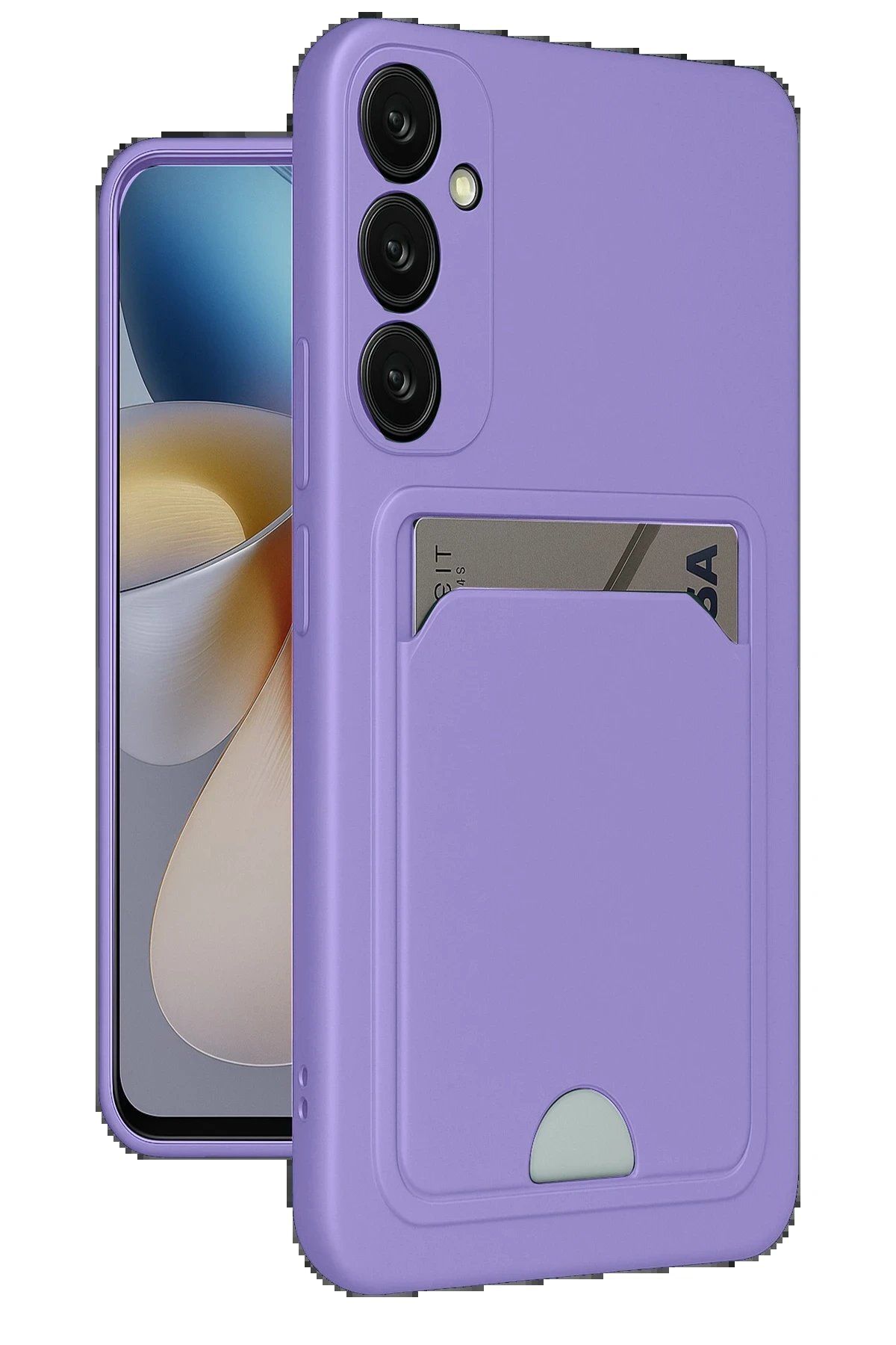 Toptan Bulurum Samsung Galaxy A36 Kılıf Kelvin Kartvizitli Silikon - Lila