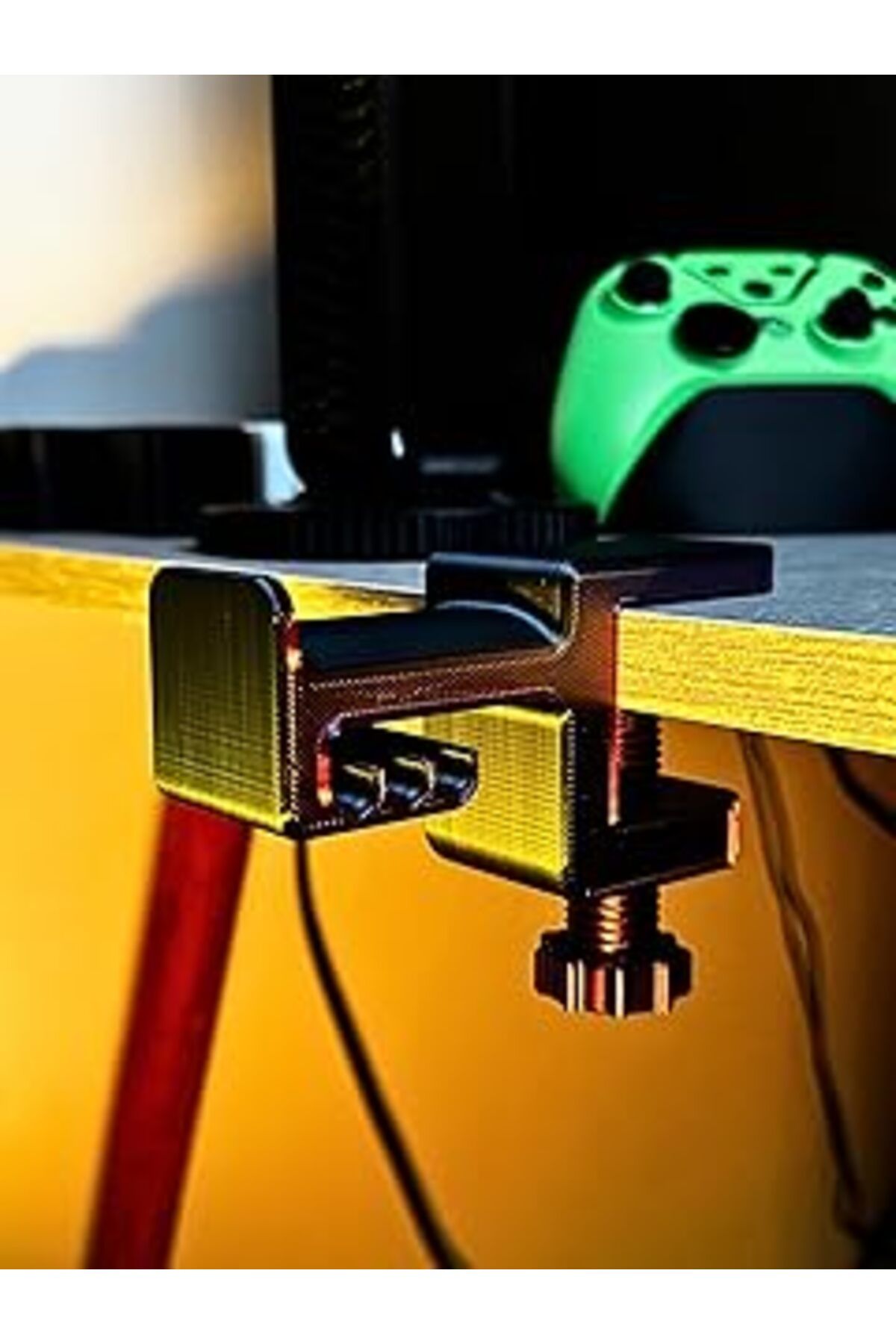 Pazarcan Trak3D Siyah-Mor Asılabilir Kulaklık Standı | 3D Premium Tasarım | Gamer Masa Kenarı Aksesuarı | Ga