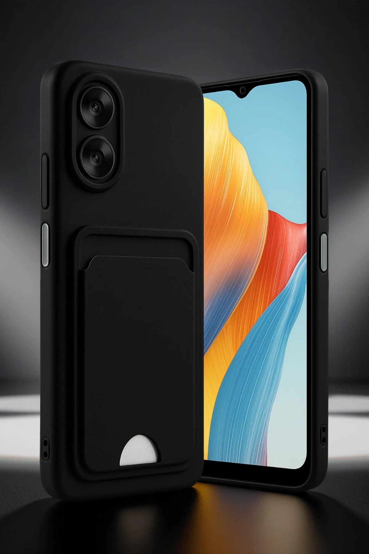 Toptan Bulurum Oppo A38 Kılıf Kelvin Kartvizitli Silikon - Siyah