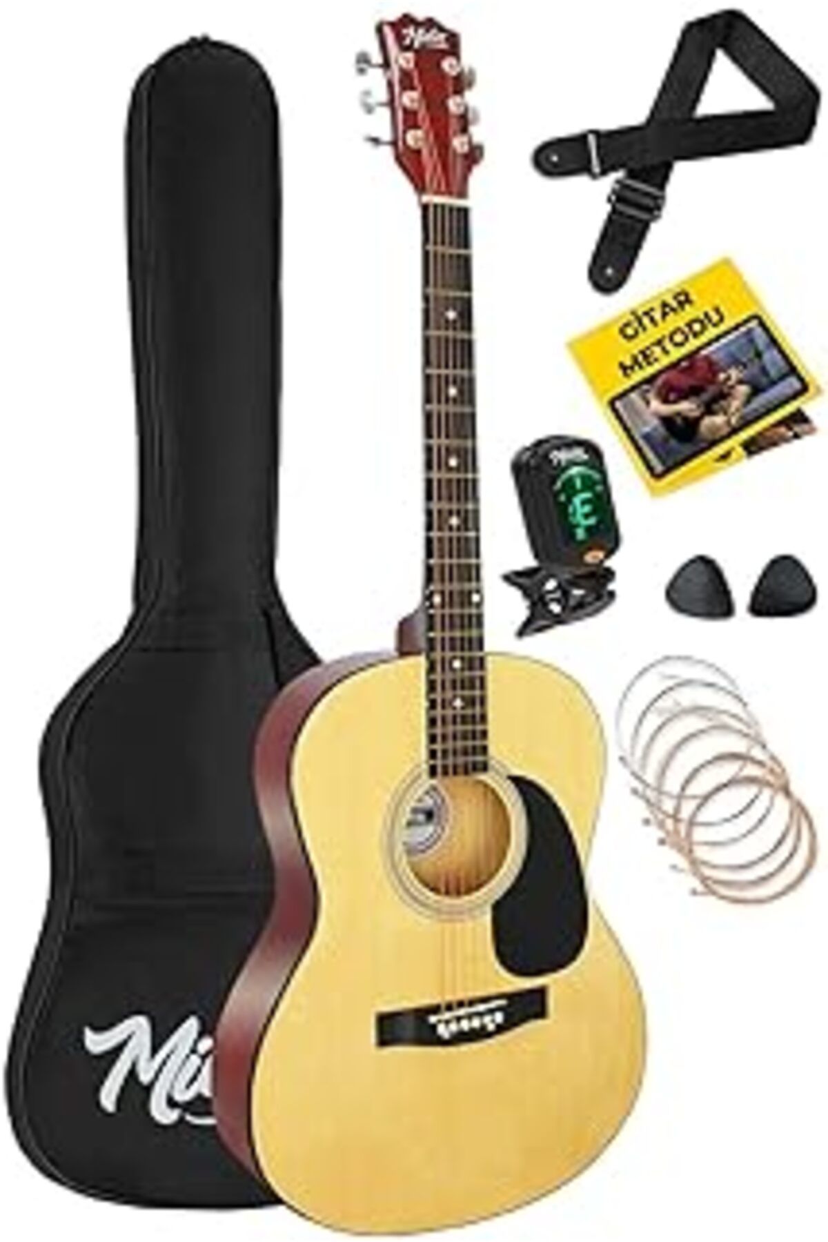 Pazarcan Midex Rg-530nt Kaliteli Natural 40 Inç Akustik Gitar Seti 4/4 Yetişkin