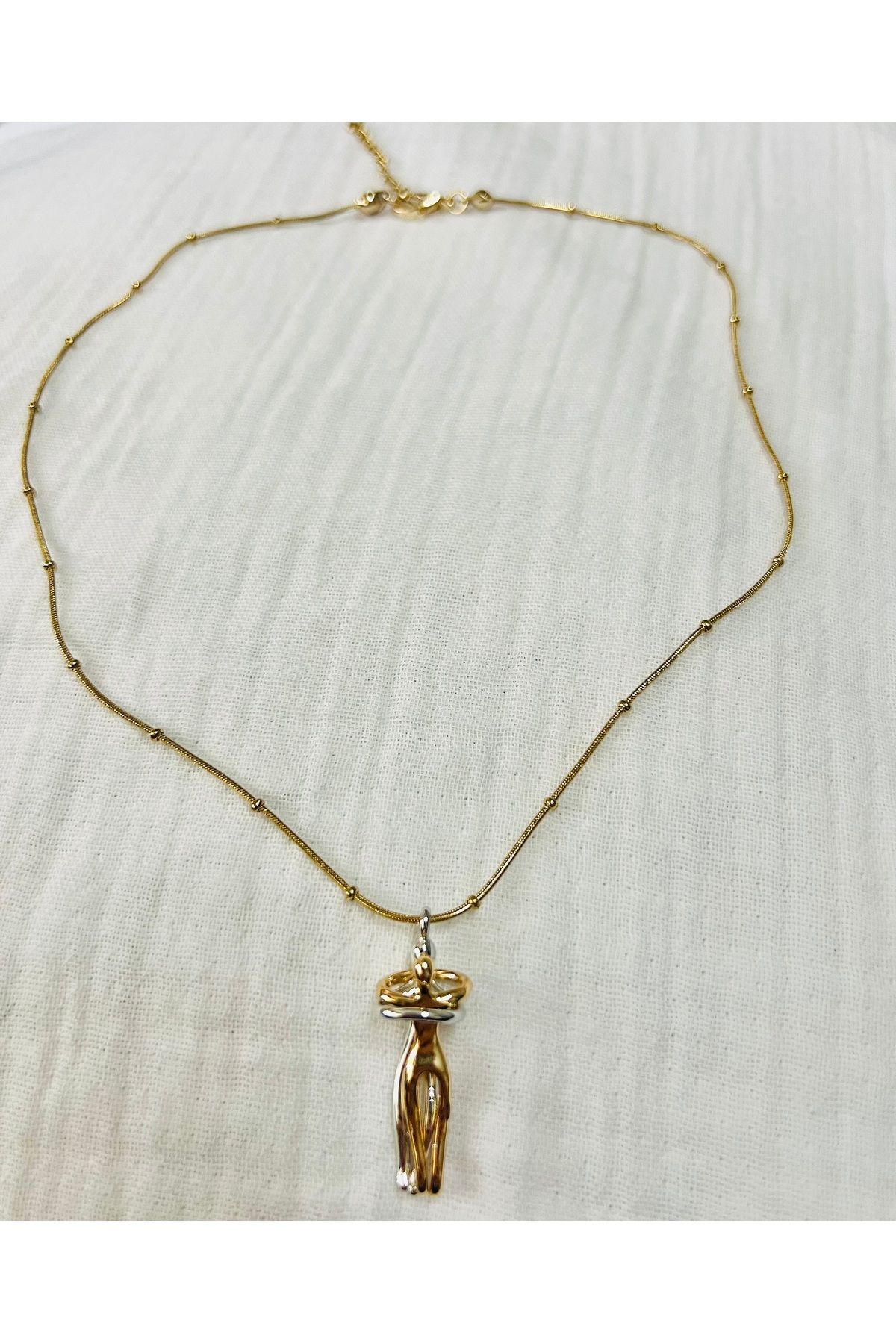 SEYRAH Unisex çift mineli çelik kolye