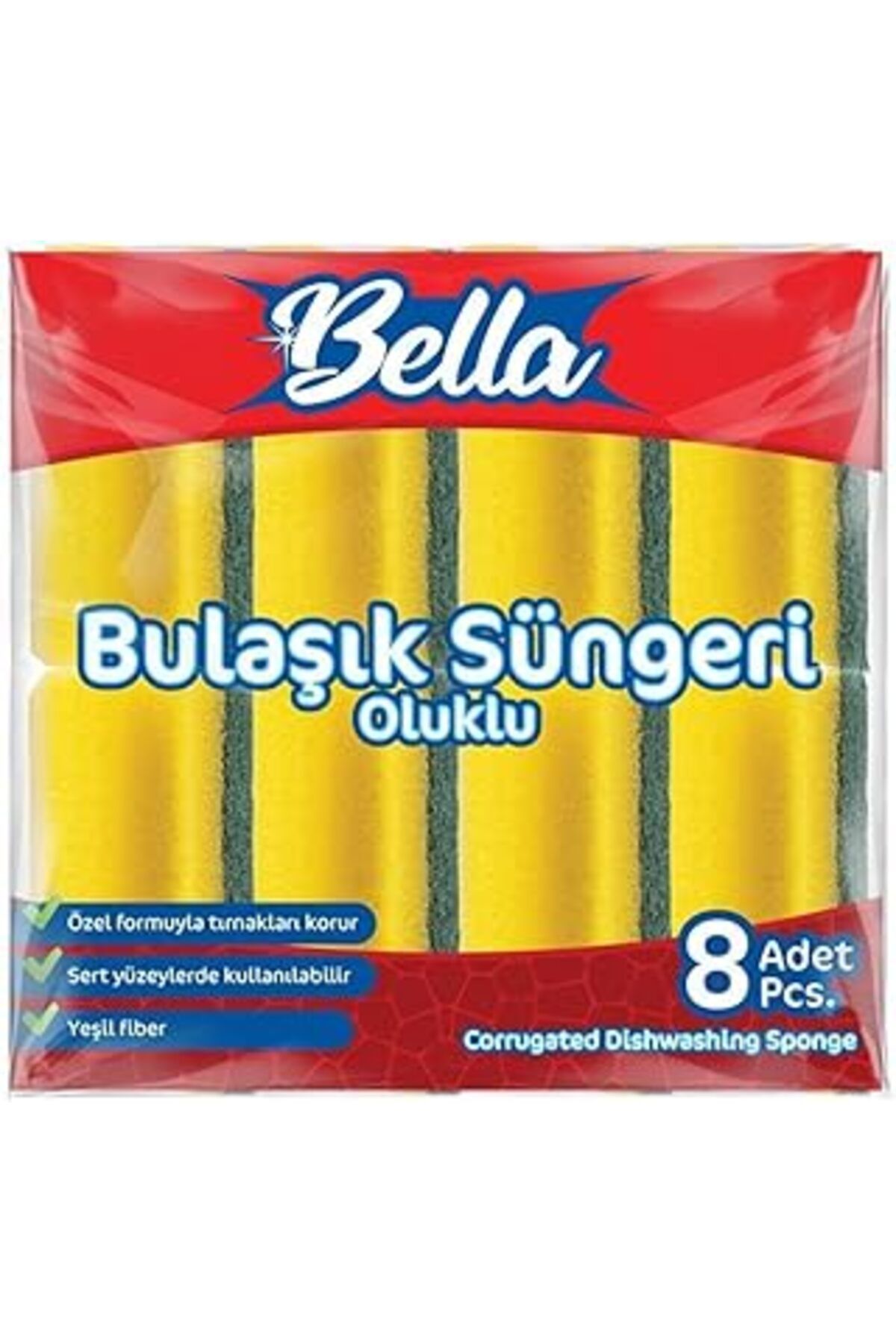 Pazarcan Banat Bella Oluklu Bulaşık Süngeri 8'Li Paket