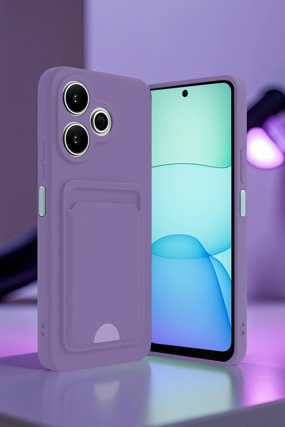 Toptan Bulurum Xiaomi Redmi 13 4G Kılıf Kelvin Kartvizitli Silikon - Bordo