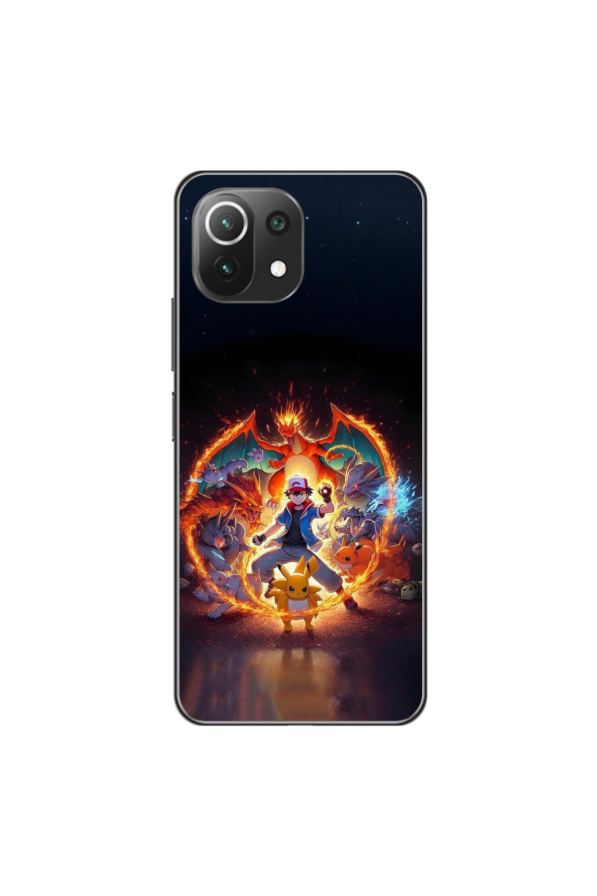 Dali Design Xiaomi Mi 11 Lite Uyumlu Şeffaf Kılıf Pokemon 3 Tasarımlı