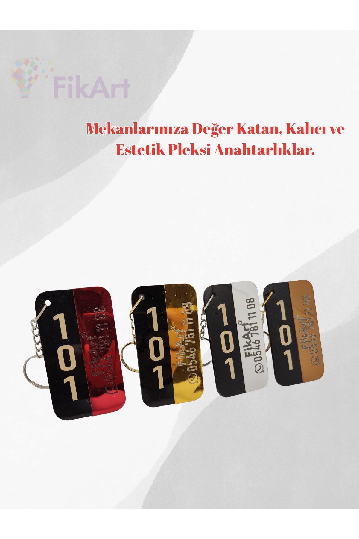 Fikart 5 Adet Kişiselleştirilebilir Otel Anahtarlığı, Butik Otel, Bungalov Otel, Pansiyon, Yurt pleksi anah