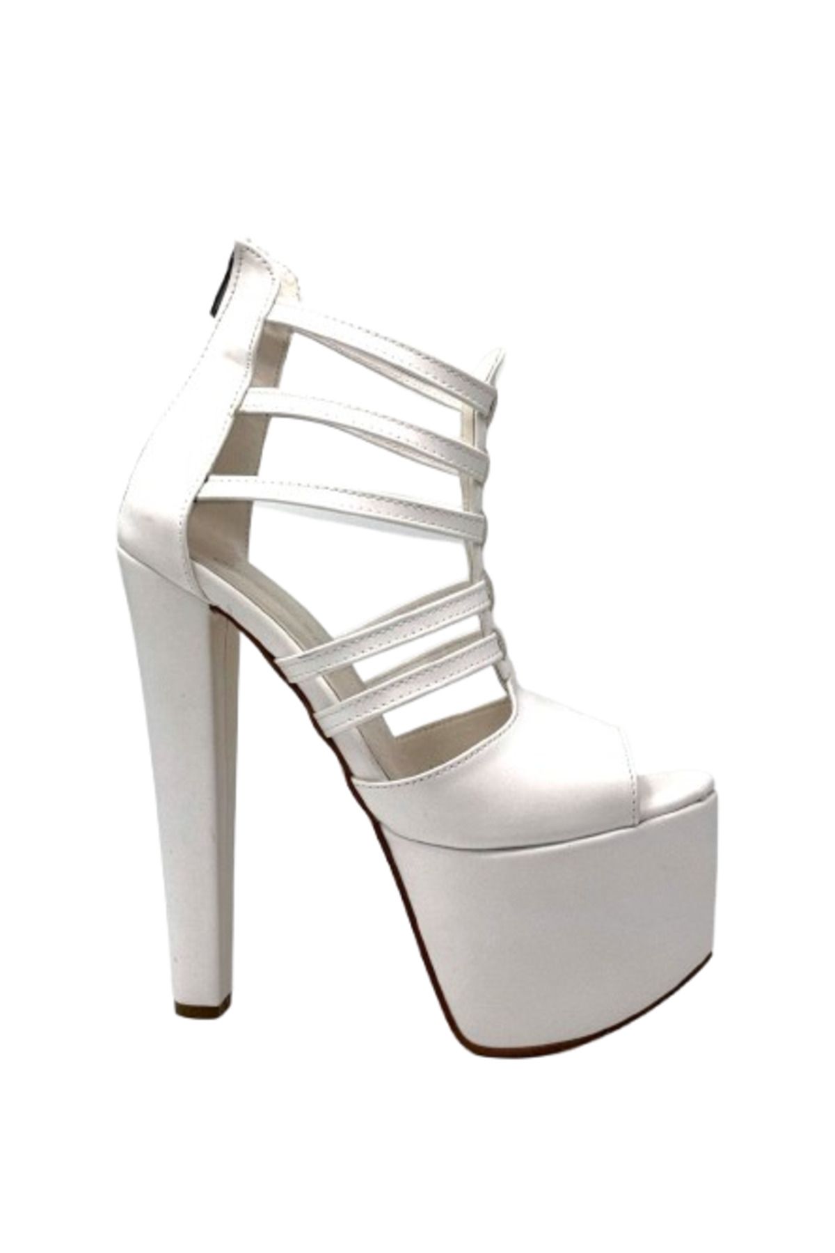 KİNDEP Kindep Yüksek Topuklu (18 cm) Platform (7 cm) Kadın Ayakkabı BEYAZ