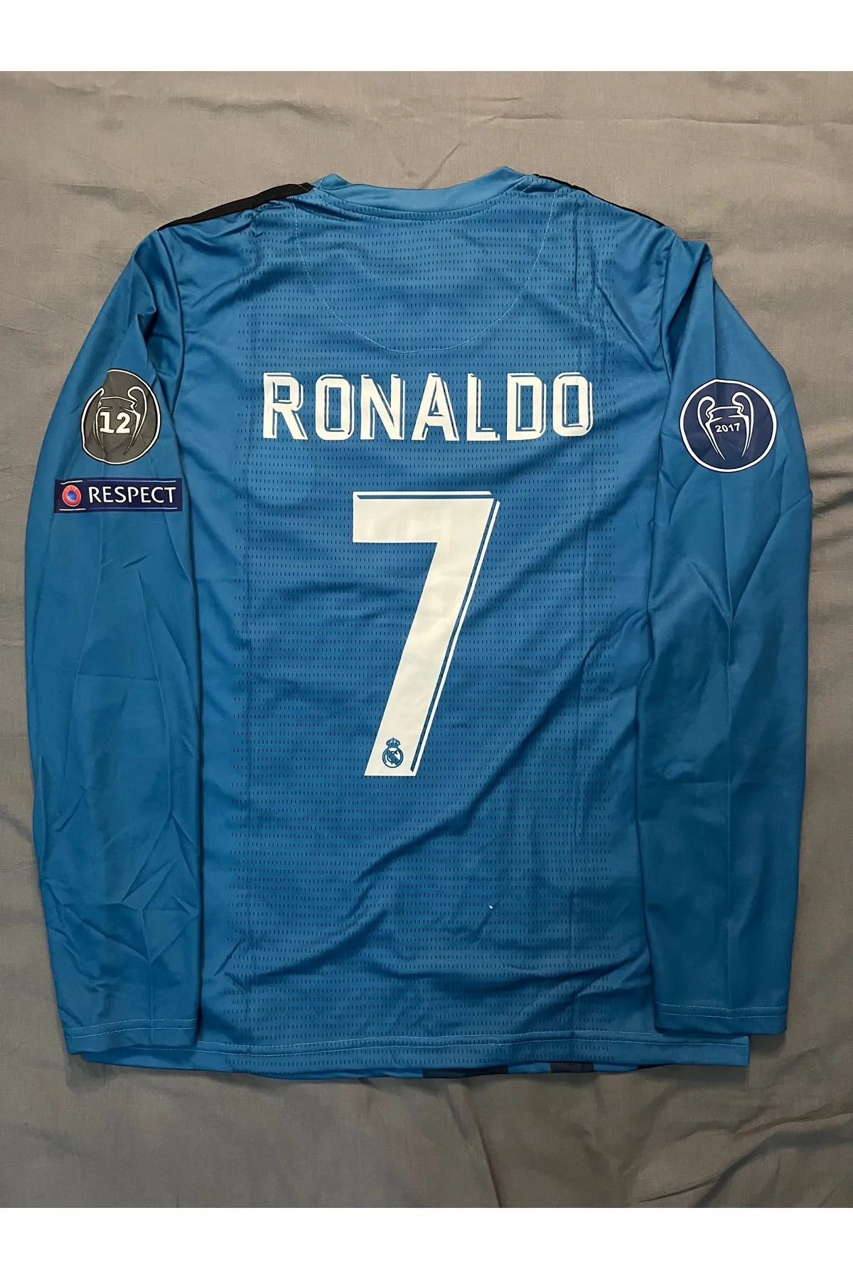 JANJON STAR Cristiano Ronaldo R.Madrid Turkuaz Renk Kiev Şampiyonlar Ligi Finali Uzun Kollu Forma