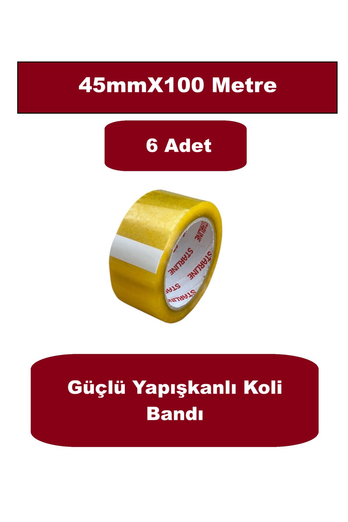 HOMDEP Koli Bandı 45mmX100 Metre Güçlü Yapışkanlı Şeffaf Koli Bandı Kopmayan Bant 6 Adet
