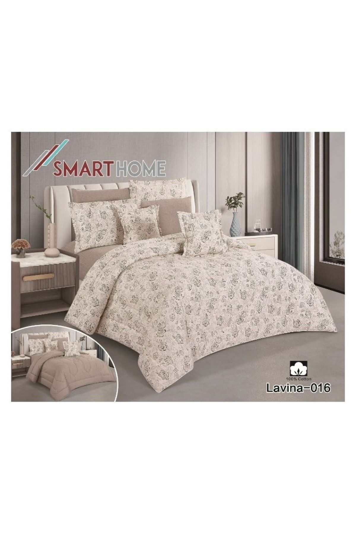 smart home-Double-sided comforter set, 8-piece comforter with comfortable inner filling, 8-piece double comforter fits two people's beds 3