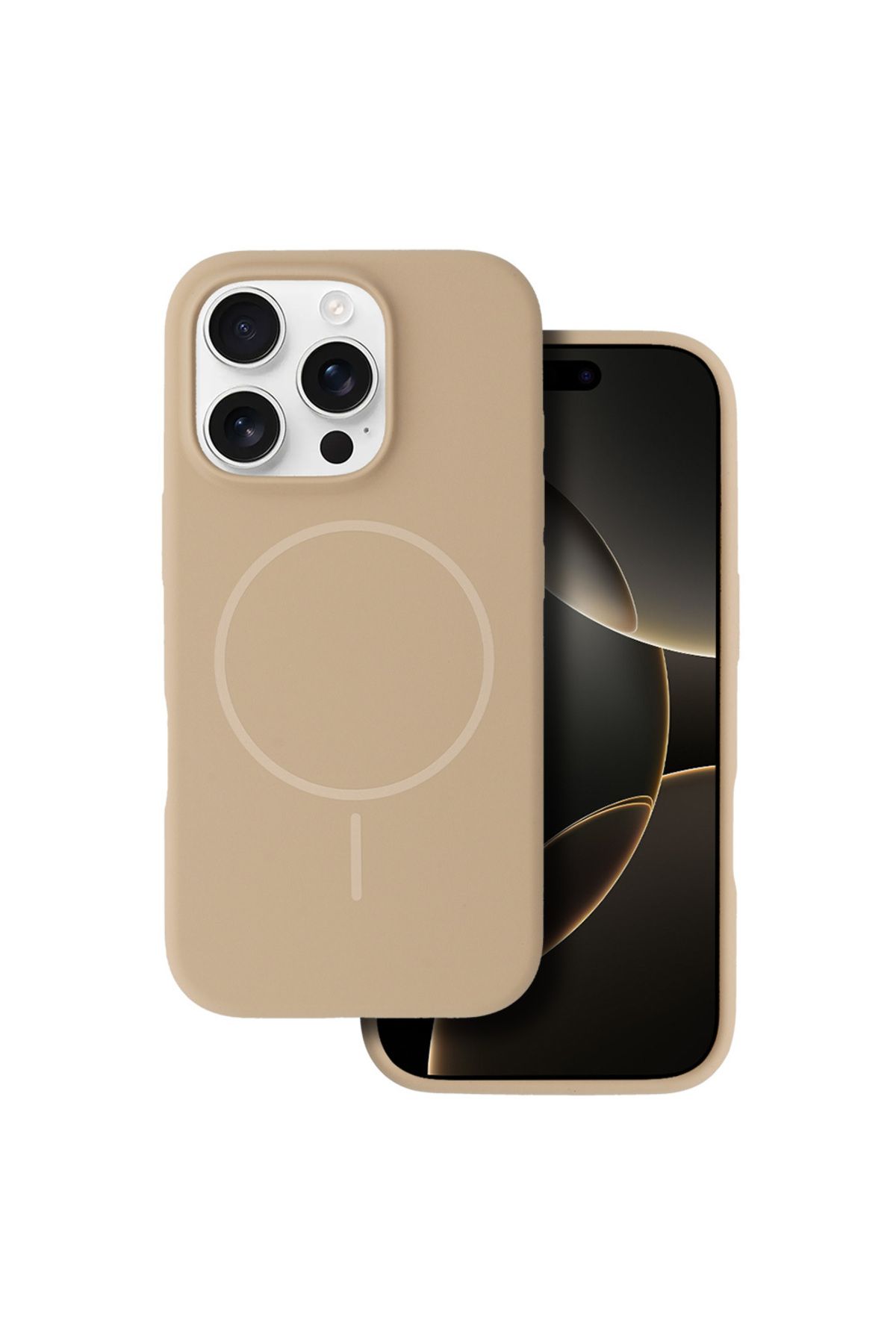 EgoTech iPhone 13/14 Magsafe Uyumlu Desert Titanium Kadife Kaplama Premium Silikon Kılıf