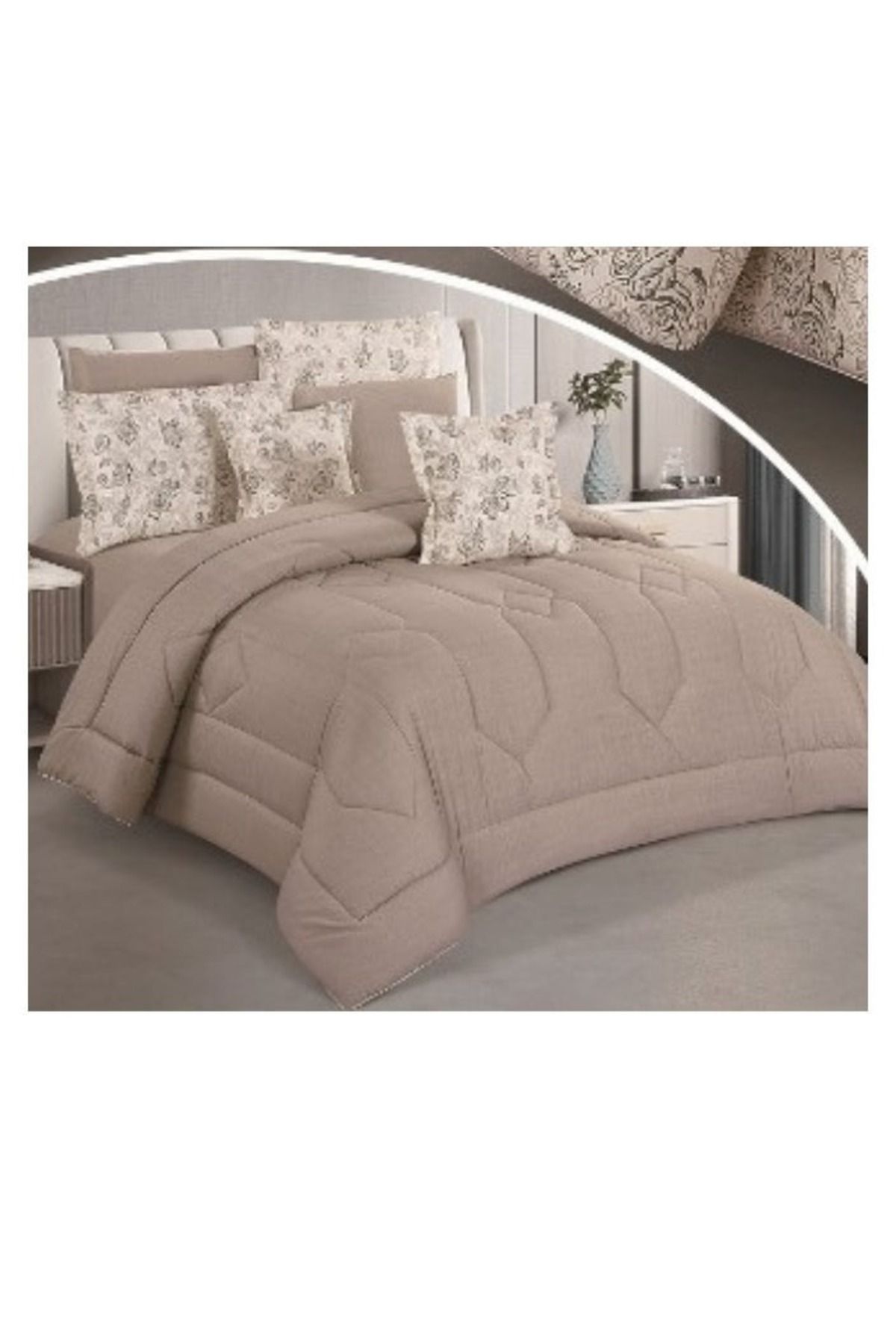 smart home-Double-sided comforter set, 8-piece comforter with comfortable inner filling, 8-piece double comforter fits two people's beds 5