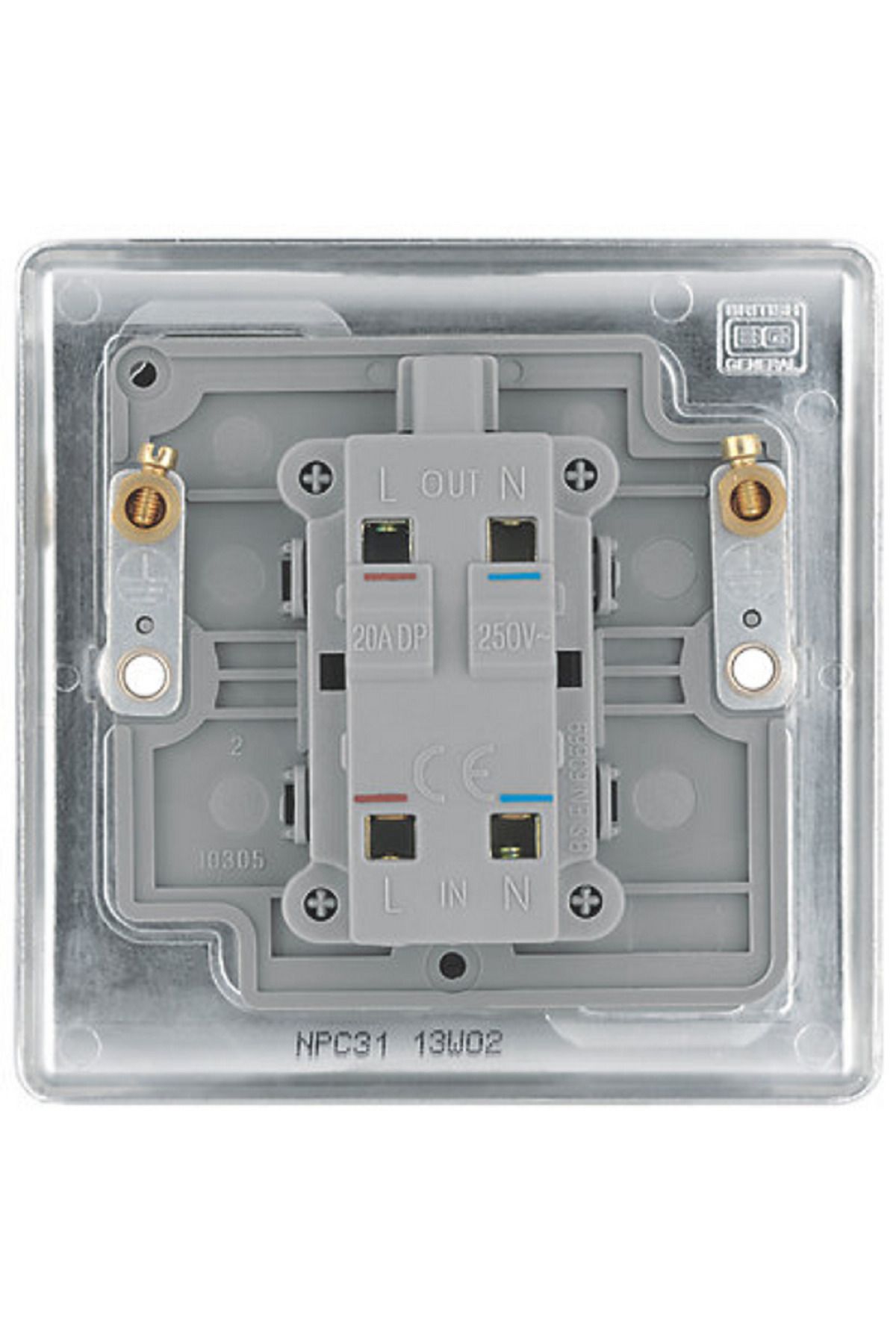 BG British General-20A Double Pole Switch with Power Indicator Polished 3