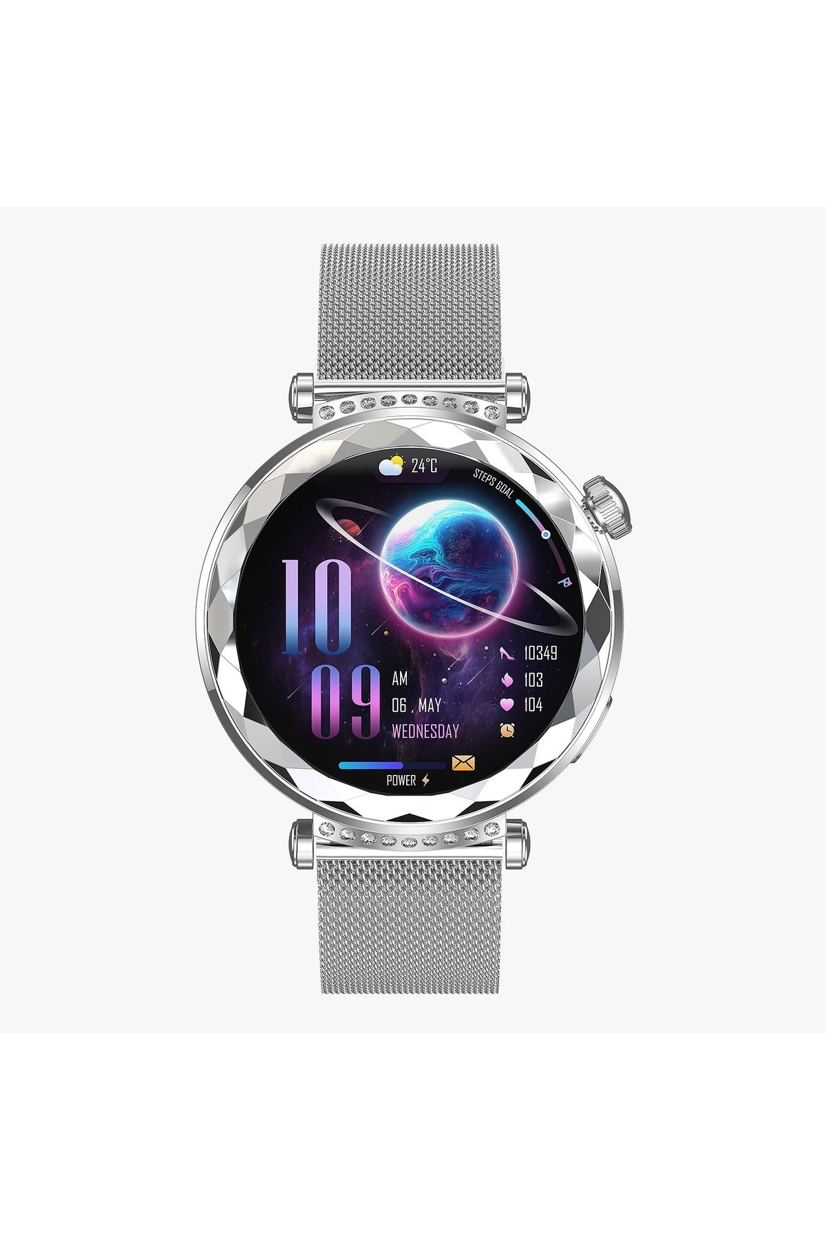 Singlait-Ceas smartwatch dama Singlait SG88 AMOLED, apel BT, puls, SpO2, 2 bratari, argintiu 3