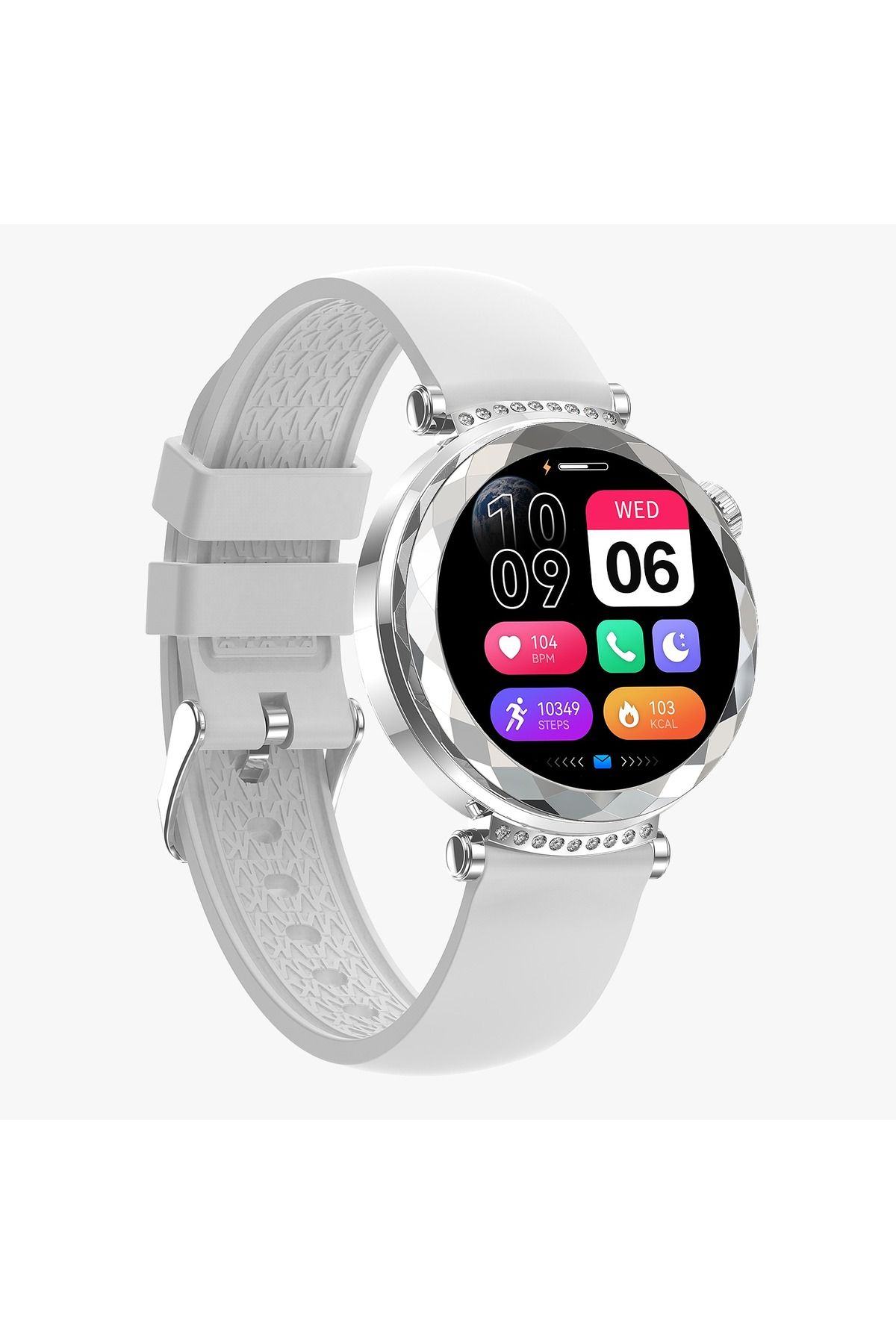 Singlait-Ceas smartwatch dama Singlait SG88 AMOLED, apel BT, puls, SpO2, 2 bratari, argintiu 6
