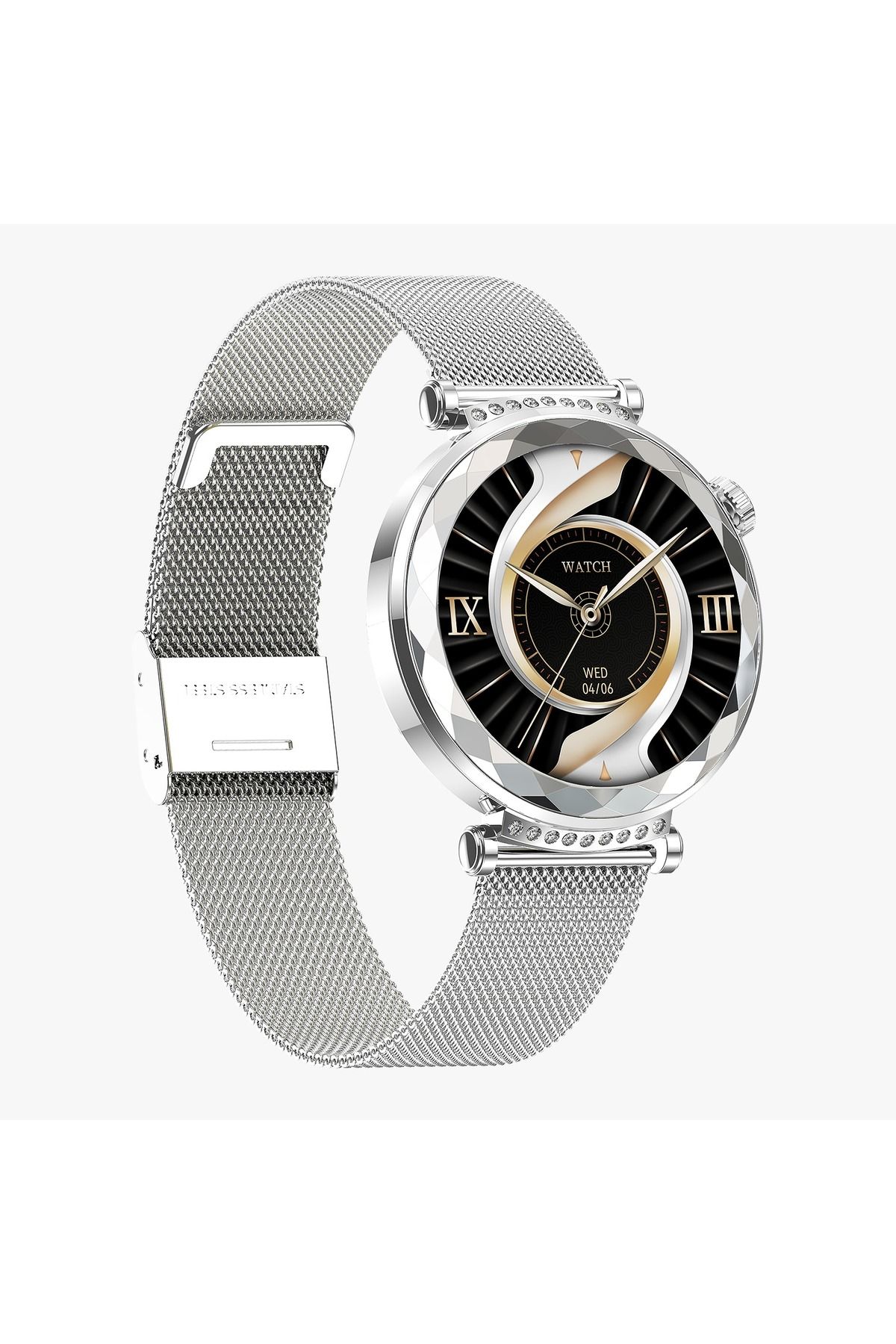 Singlait-Ceas smartwatch dama Singlait SG88 AMOLED, apel BT, puls, SpO2, 2 bratari, argintiu 4