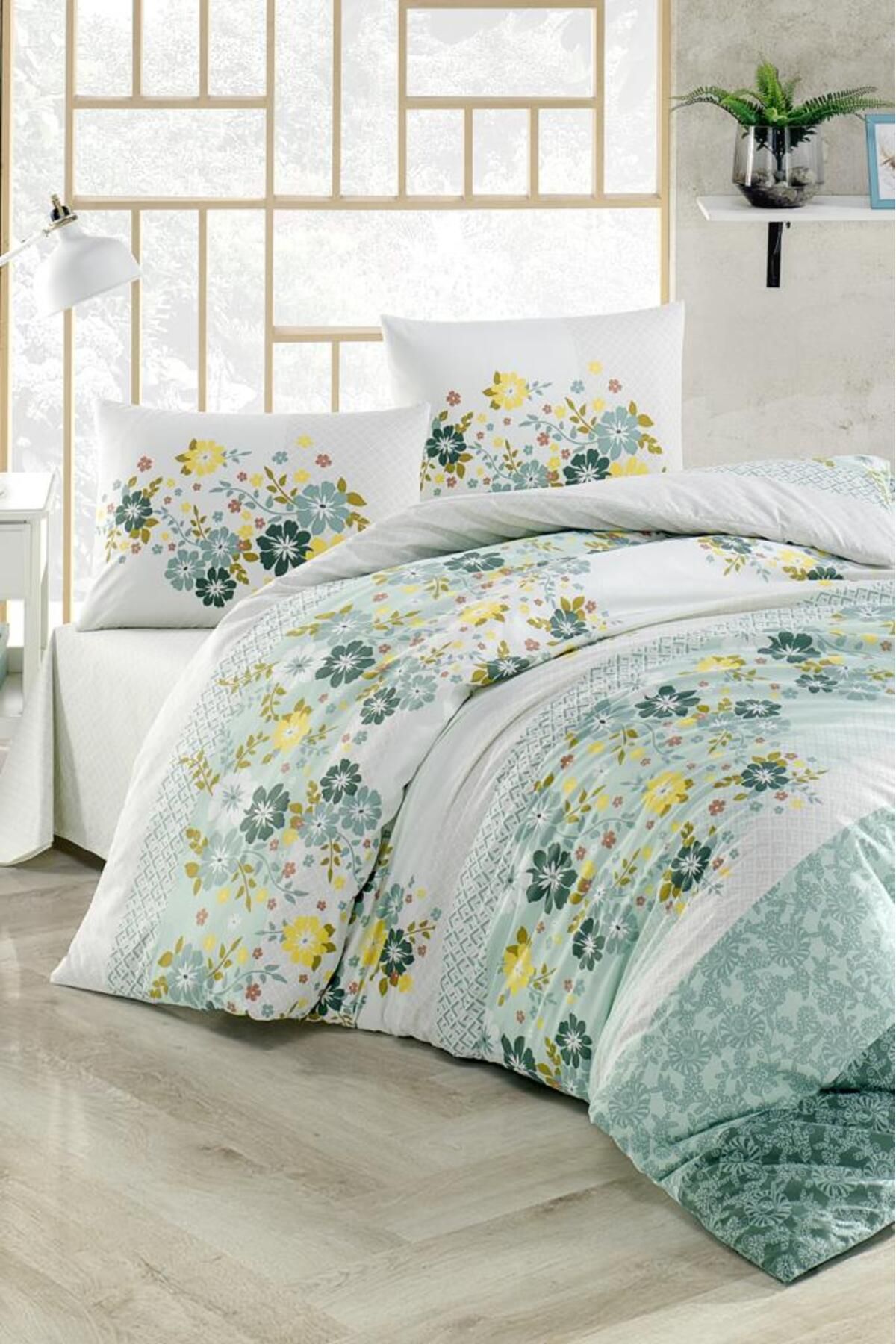 Çeyiz Diyarı Kristal Zümrüt Light Collection Çift Kişilik Nevresim Takımı Yeşil