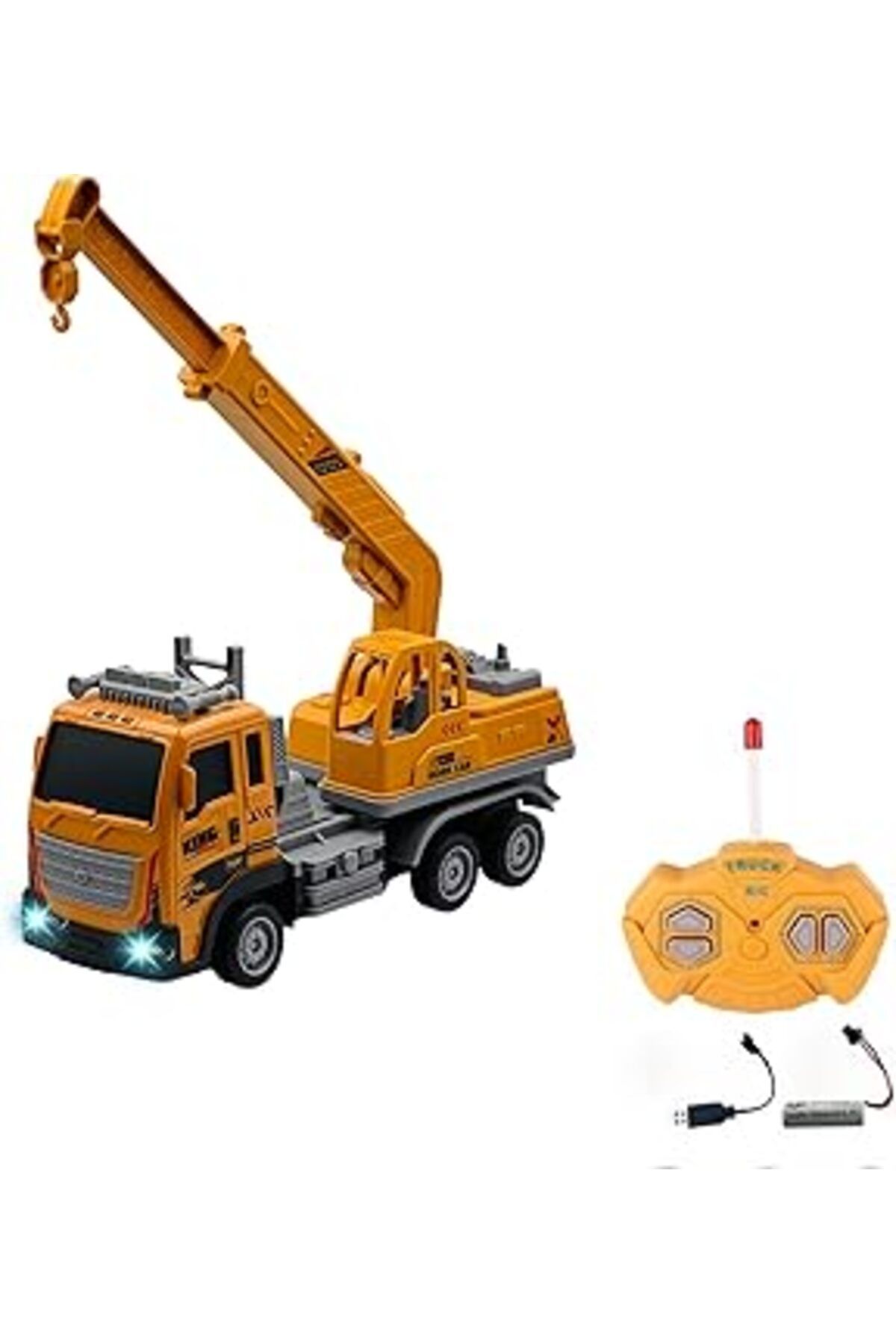 Pazarcan Uzaktan Kumandalı Şarjlı Full Fonksiyon Işıklı İnşaat Makineleri 27 Mhz 1:16 Ölçek (Vinç)