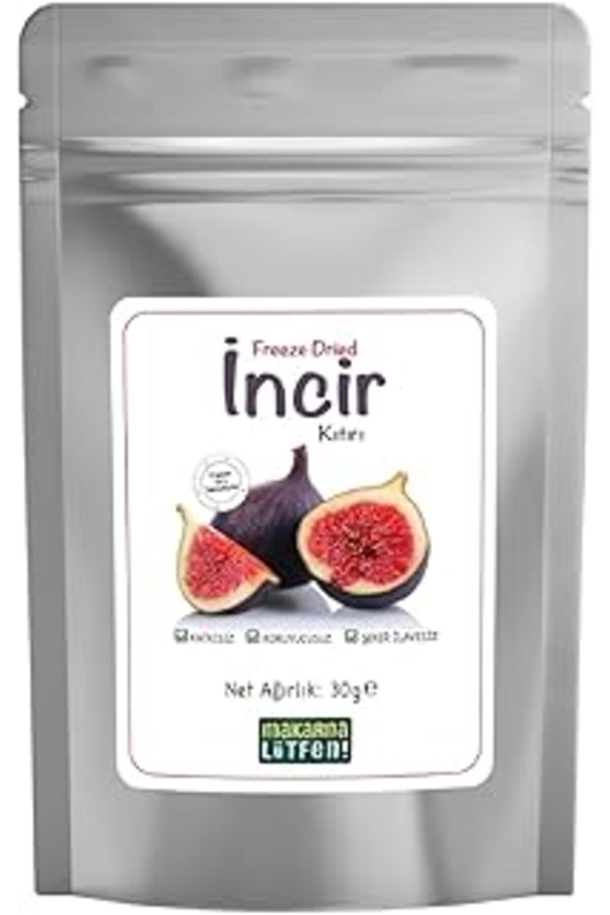 Qedii Makarna Lütfen! İncir Kuru Meyve Cipsi Dondurularak Kurutulmuş Freeze Dried Meyve Kıtırı (30 G)