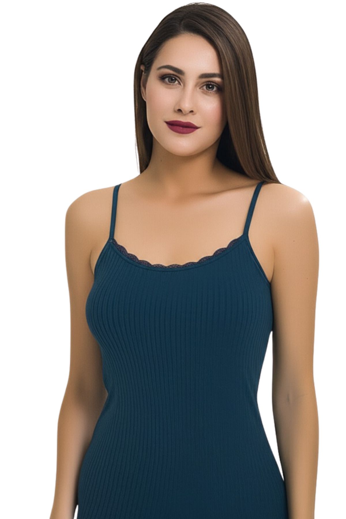 vory Kadın Beyaz İnce Askılı Soft Viskon Süprem Renkli Atlet Tişört VR.L22.21.221.Y01