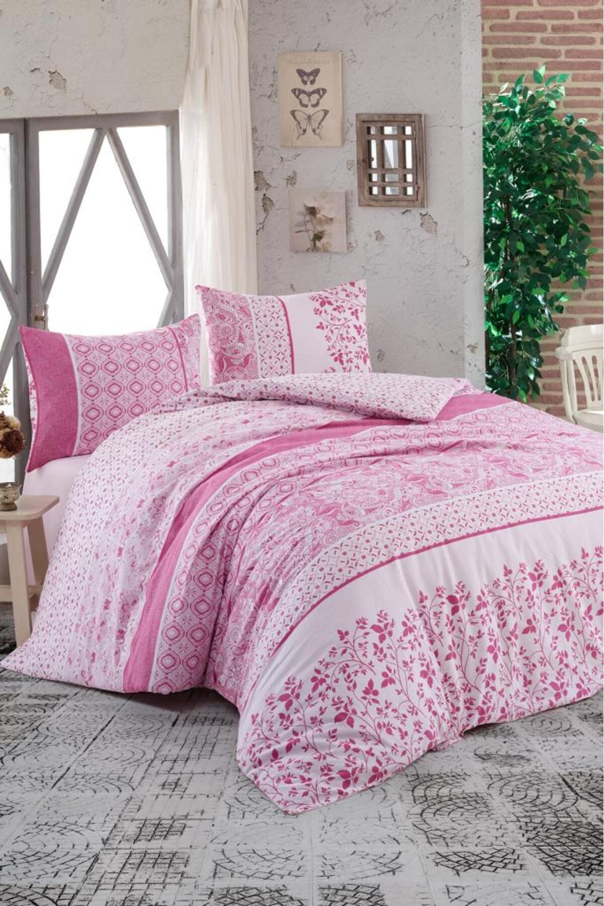 Çeyiz Diyarı Kristal Kayla Light Collection Çift Kişilik Nevresim Takımı Pembe