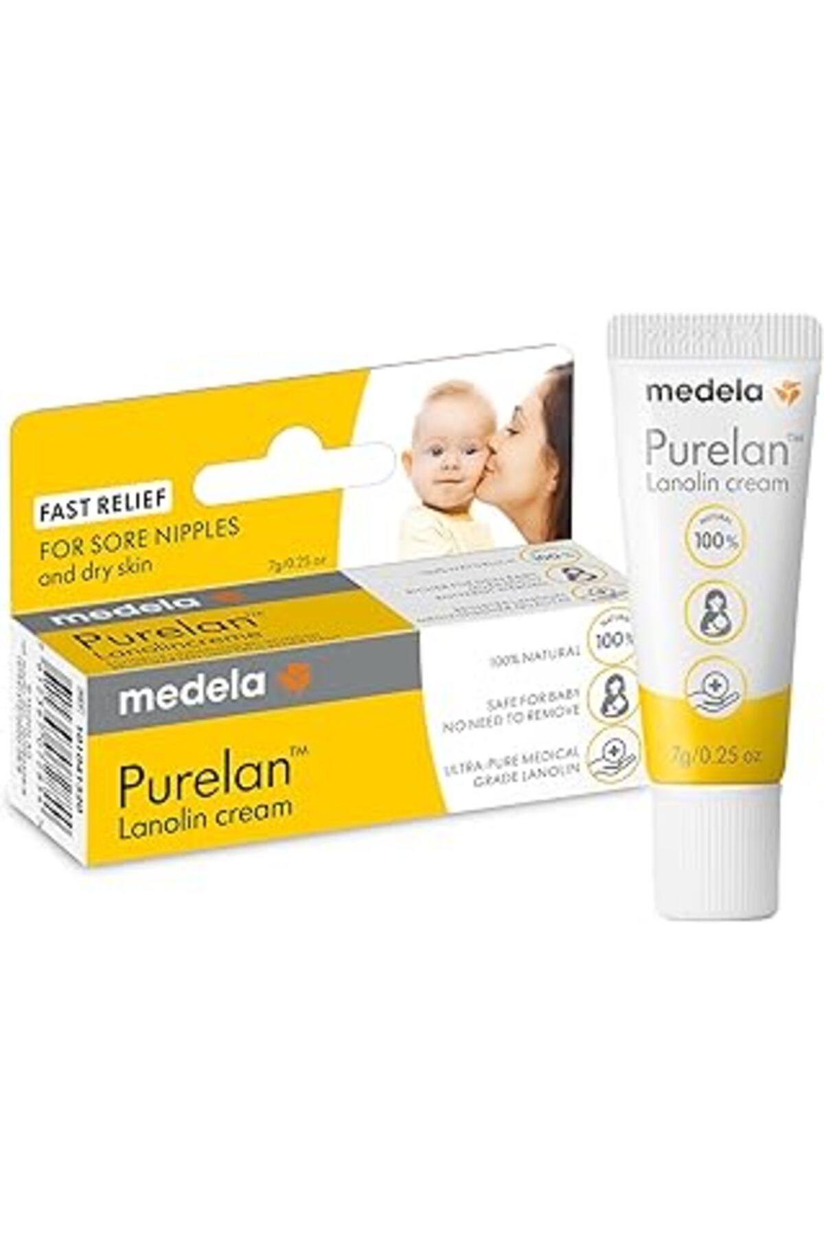 Qedii Medela Purelan 7 Gram Lanolin Göğüs Ucu Kremi - Ağrıyan Göğüs Ucu Ve Kuru Ciltler İçin Hızlı Rahatl